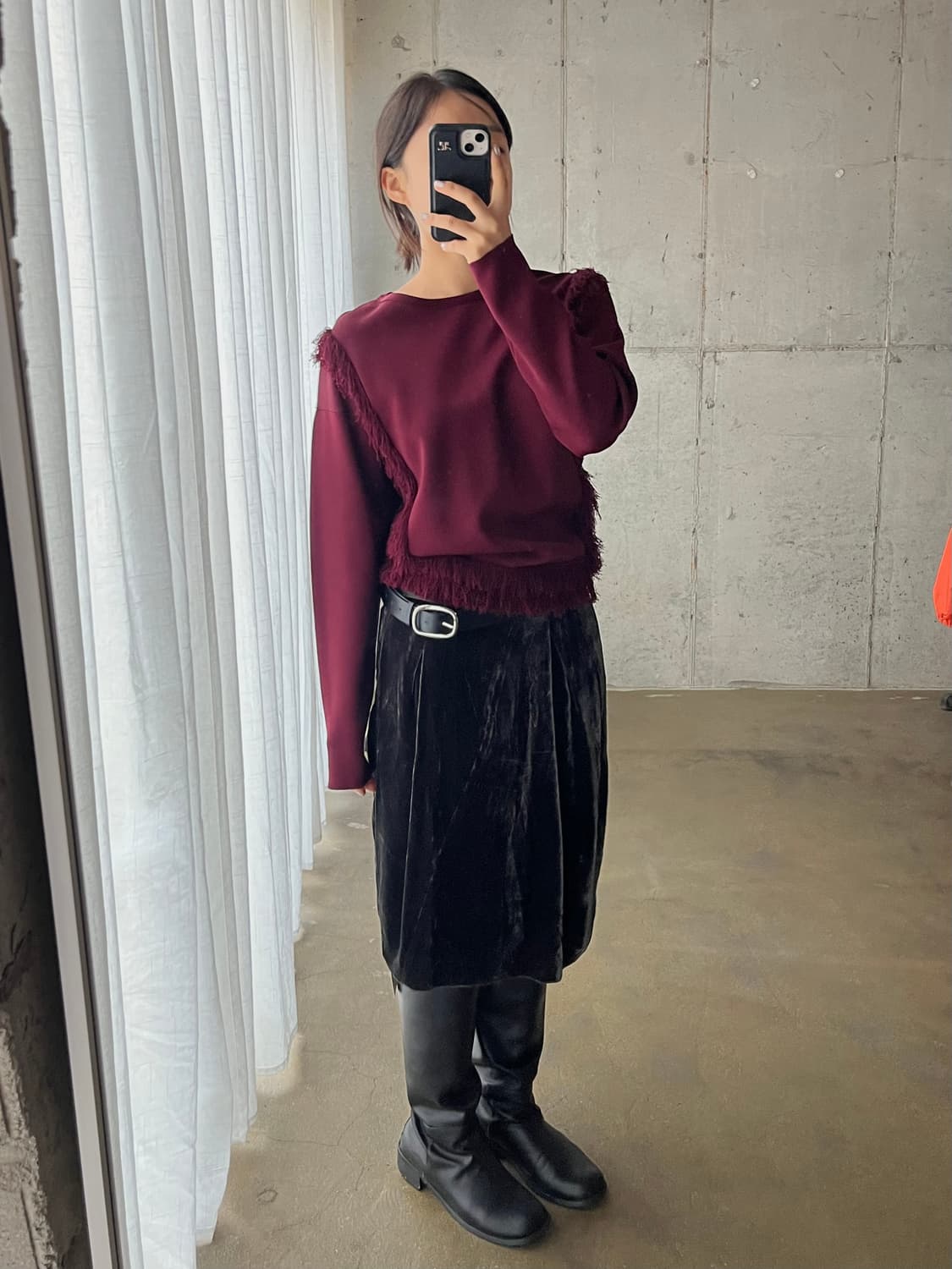 프린지 롱슬리브 버건디 상품이미지5