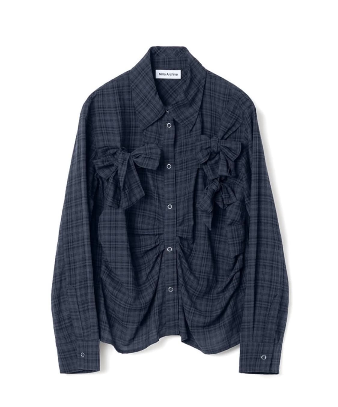 밀로우먼 리본 타이 셔츠 네이비 M 상품이미지1