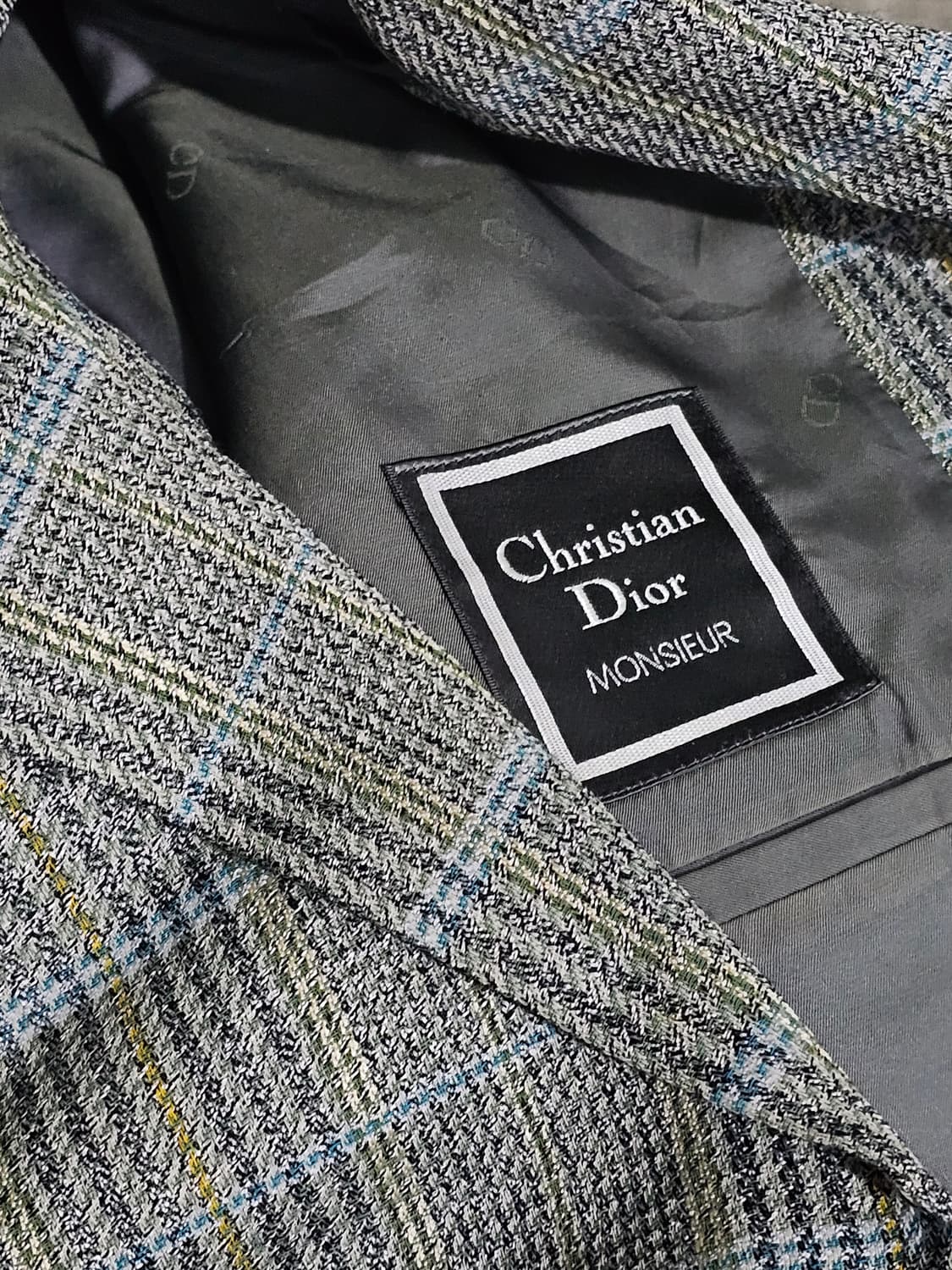 Christian Dior Monsieur 울 실크 그린 체크자켓 상품이미지1