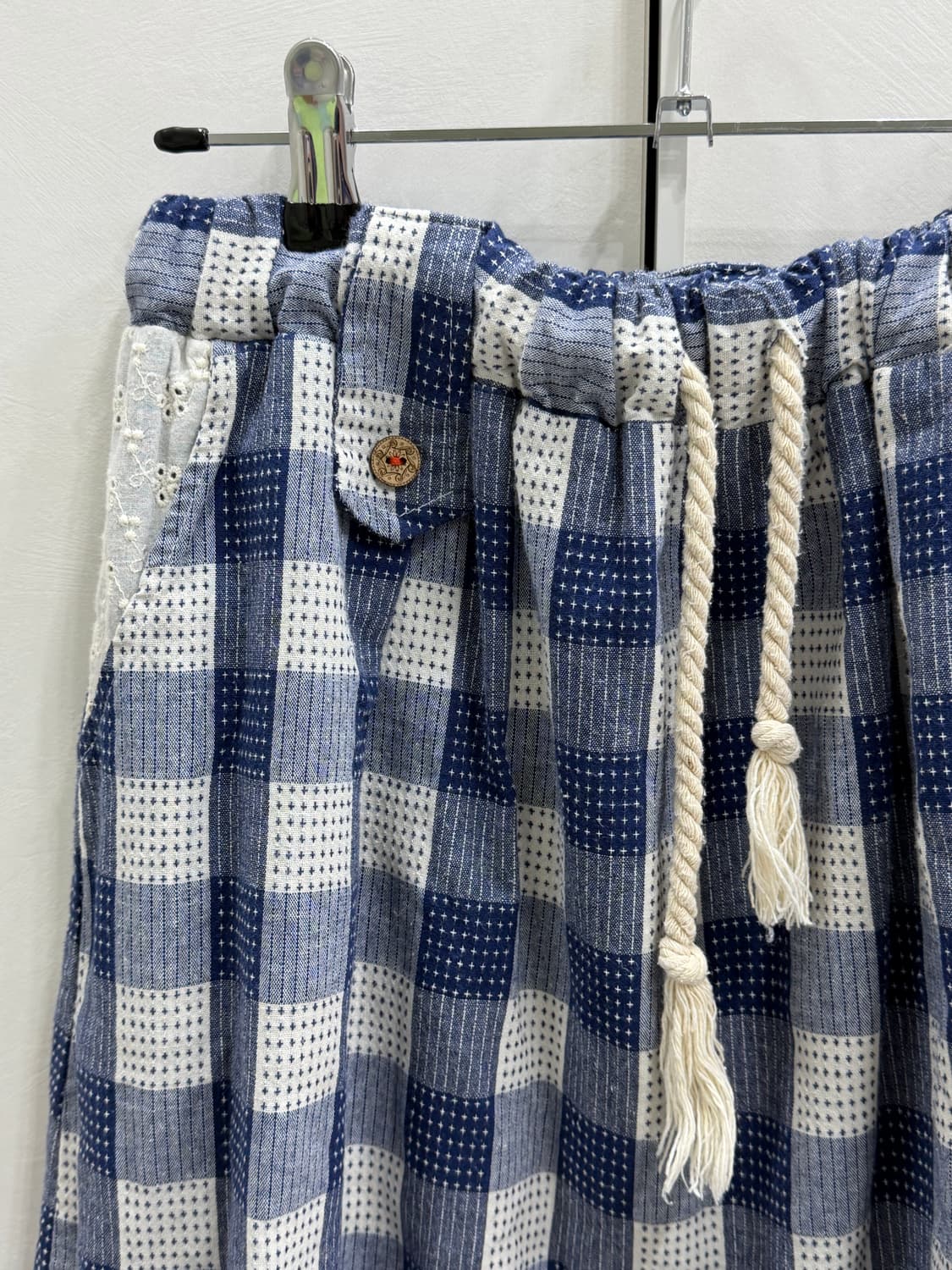 빈티지 체크 레이스 레이어드 스커트 상품이미지2