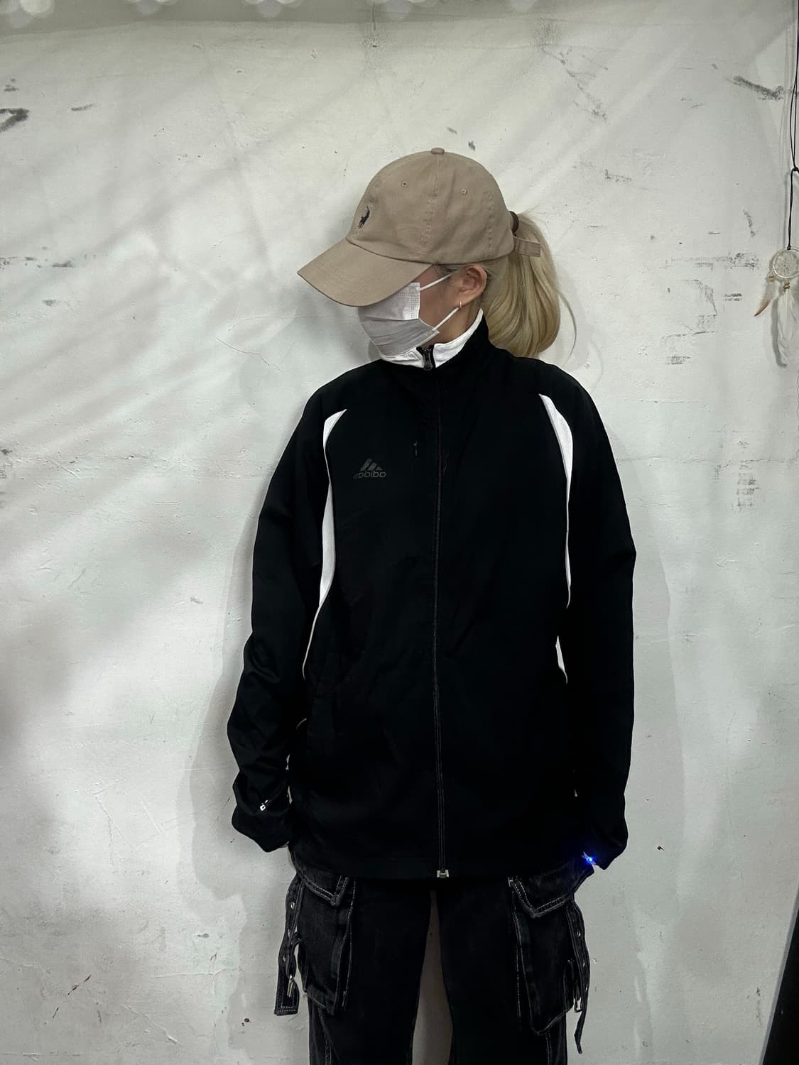 아디다스 블랙 화이트 바람막이 자켓 M 상품이미지2