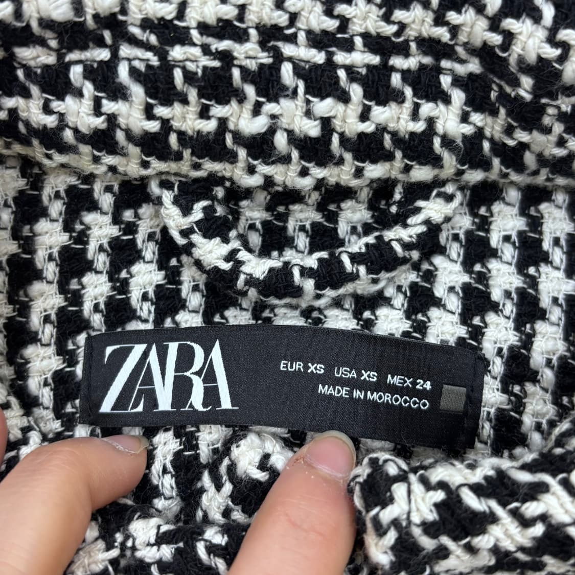 XS 자라 체크 패턴 트위드 재킷 0319E 상품이미지3