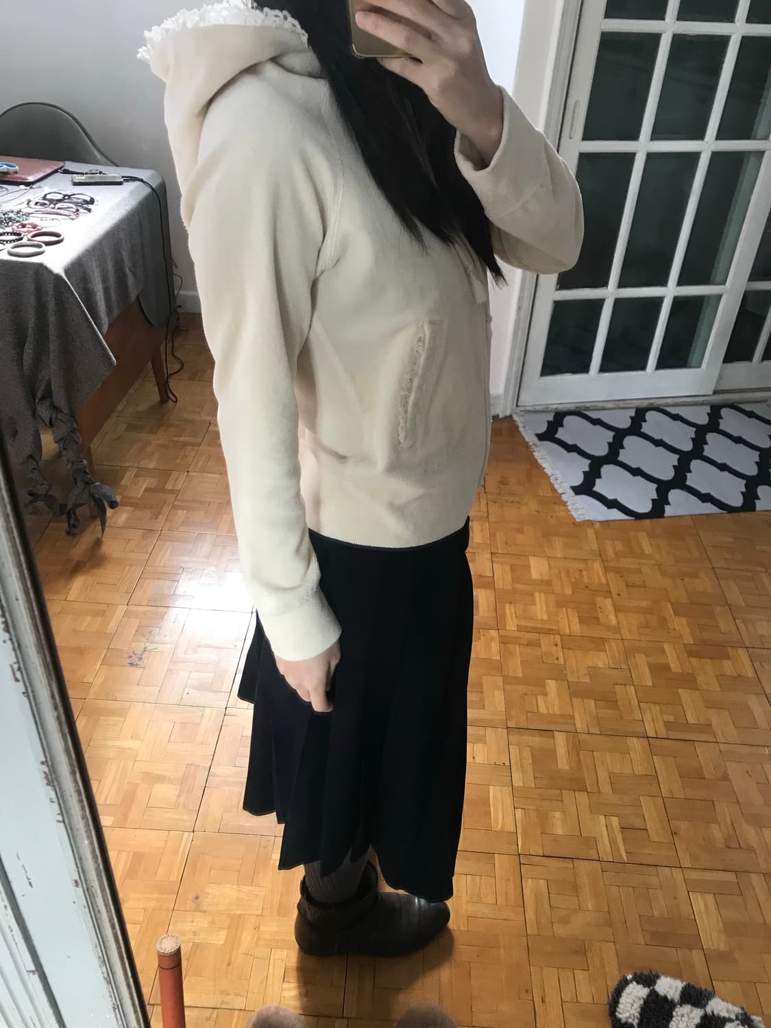  vintage navy pleats skirt 상품이미지3