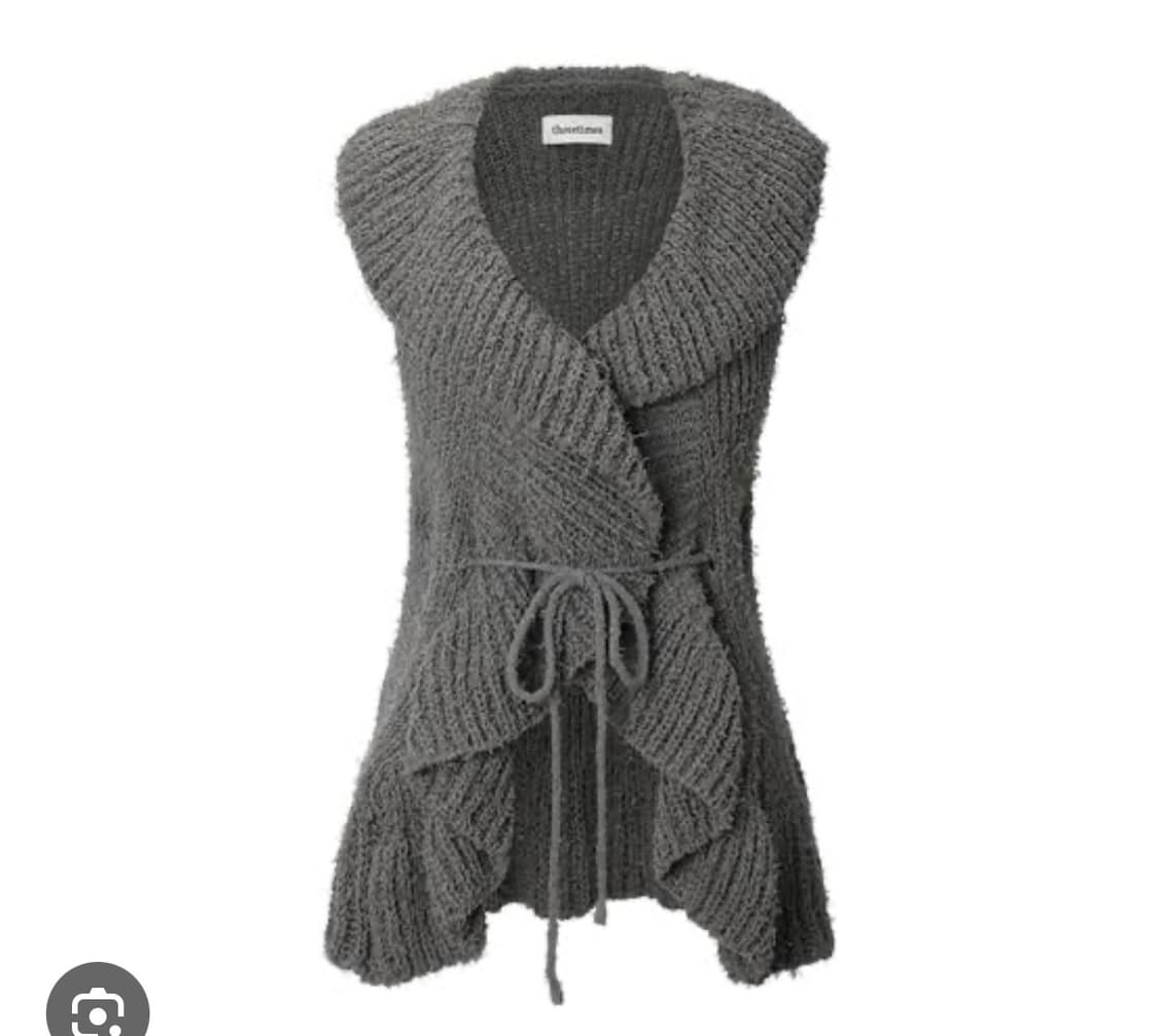 쓰리타임즈 러플 니트 베스트 블랙  상품이미지1