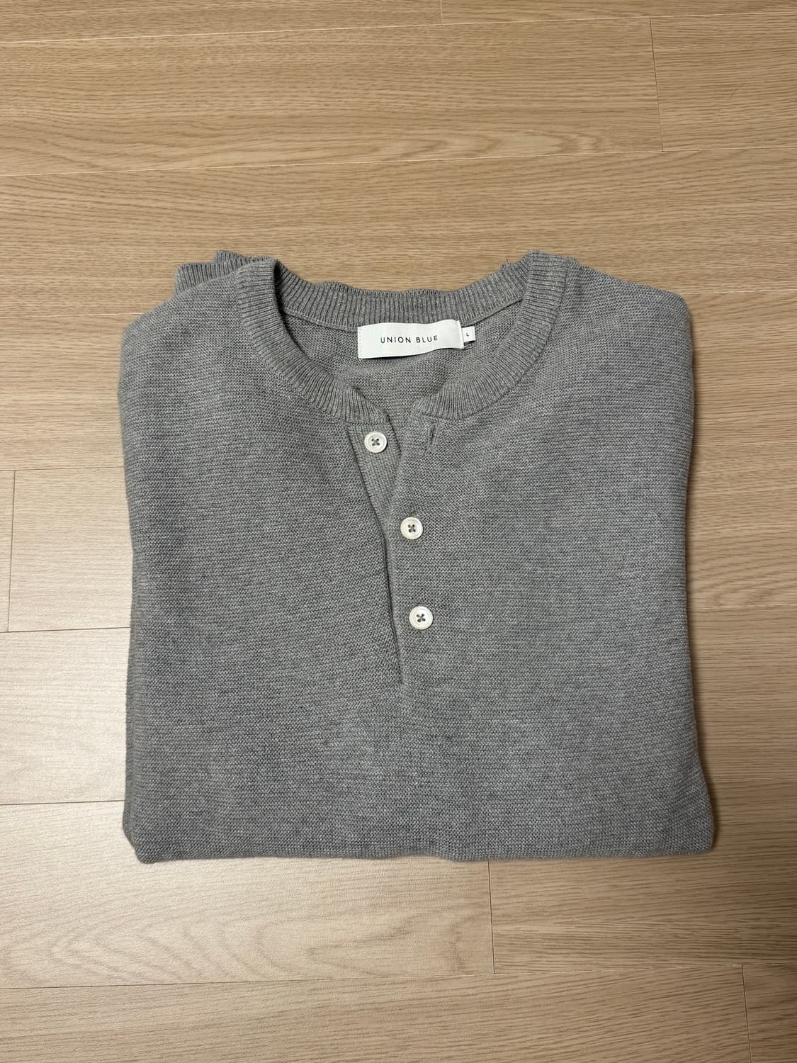 유니온블루 헨리넥 니트 멜란지 그레이 L 상품이미지4