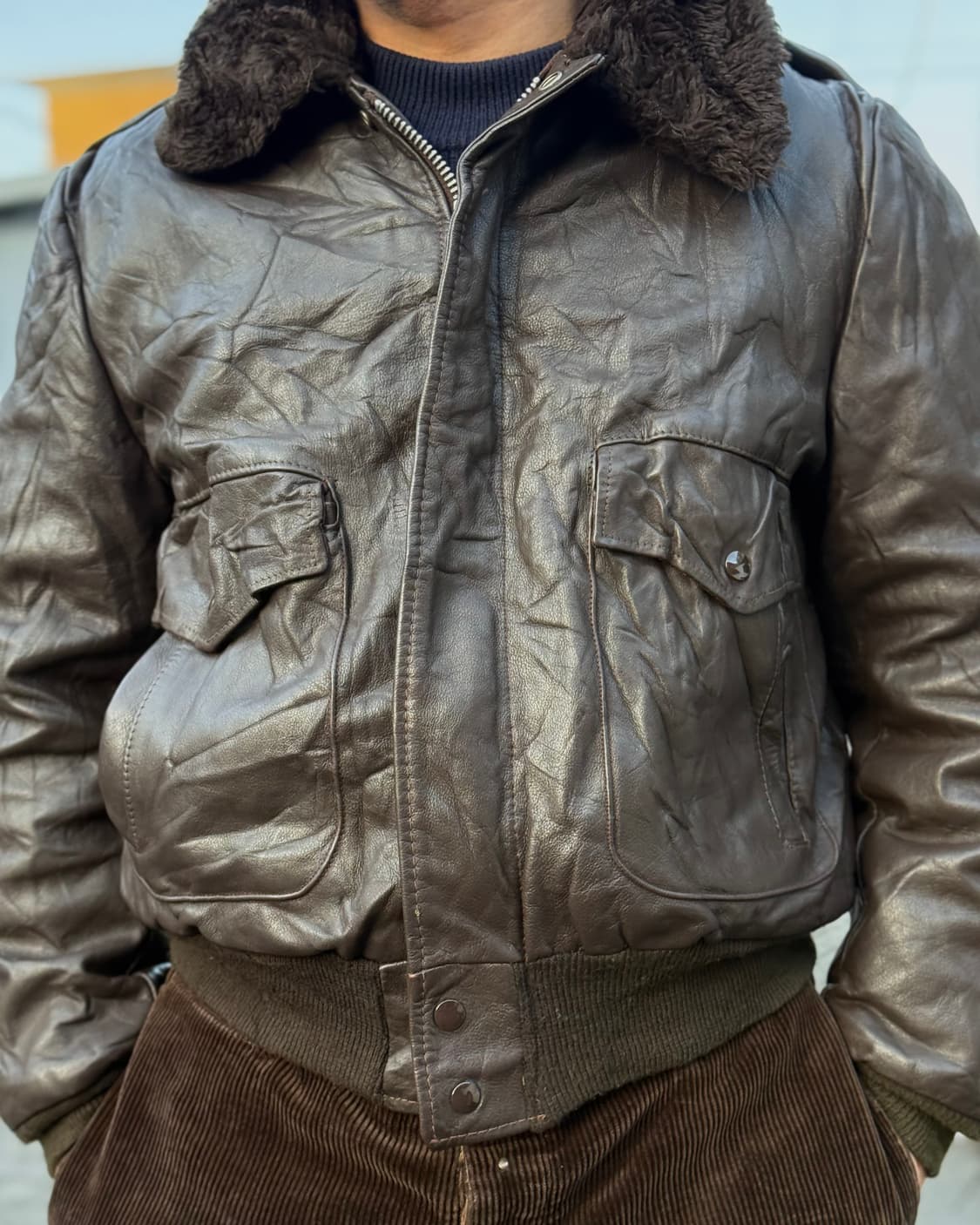 50-70‘s Kirk's Suede G-1 레더 봄버자켓 46 상품이미지8