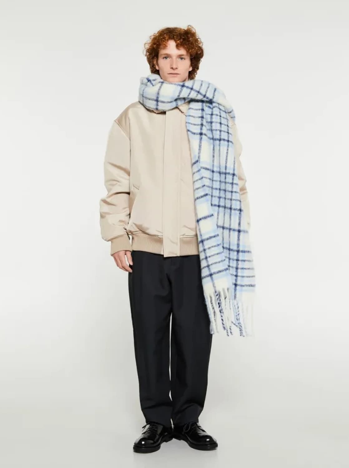 자크뮈스 레샤페까로 르 슈슈 자카드 체크 머플러 라이트 블루 / 정품 상품이미지2