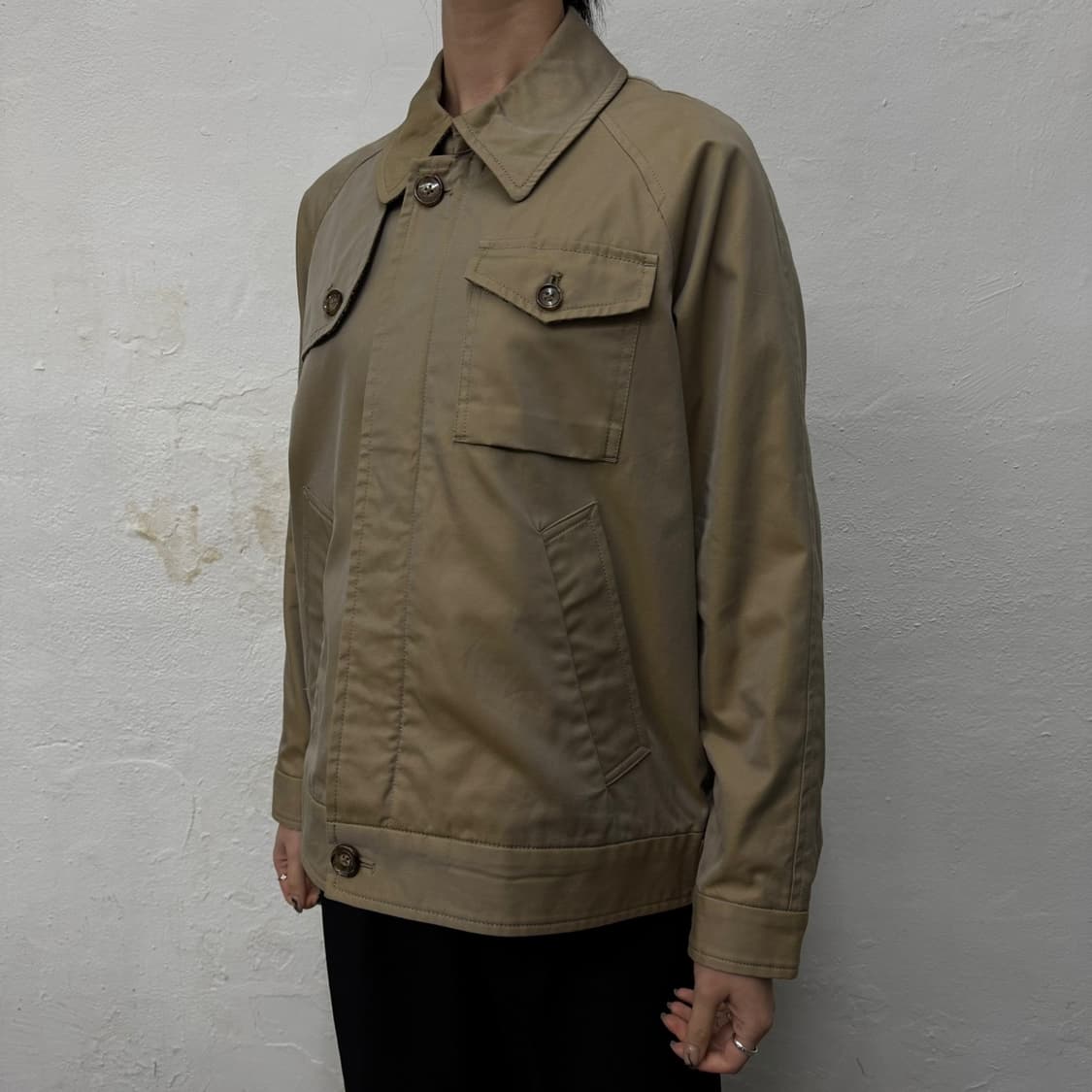 빔즈(BEAMS) 베이지컬러 코튼 더블 집업 트렌치 블루종 자켓 상품이미지1