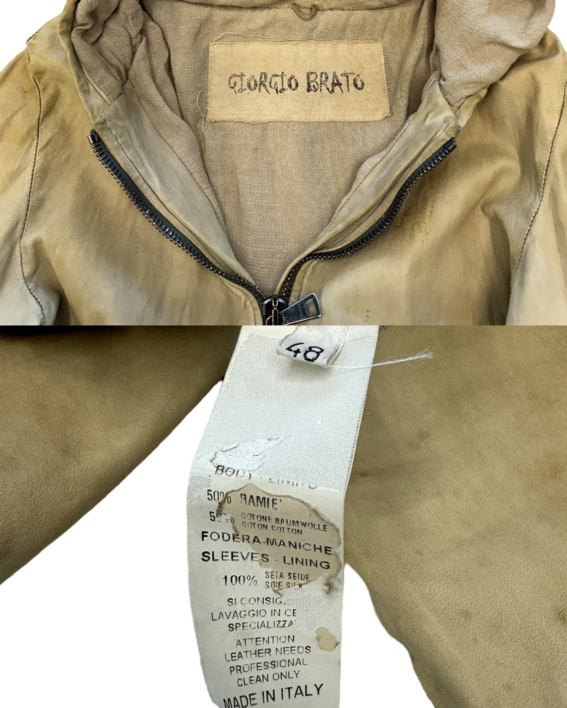조르지오 브라토 레더 후디드 자켓 상품이미지10