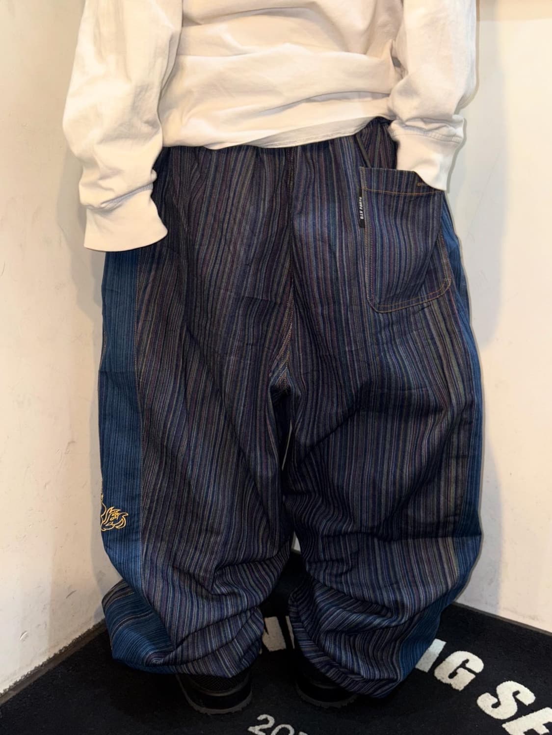 Hip-Hop Embroidery Stripe Denim Pants  상품이미지6