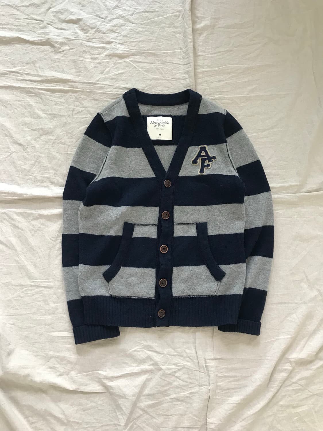 아베크롬비 자수 로고 스트라이프 울 니트 가디건 상품이미지5