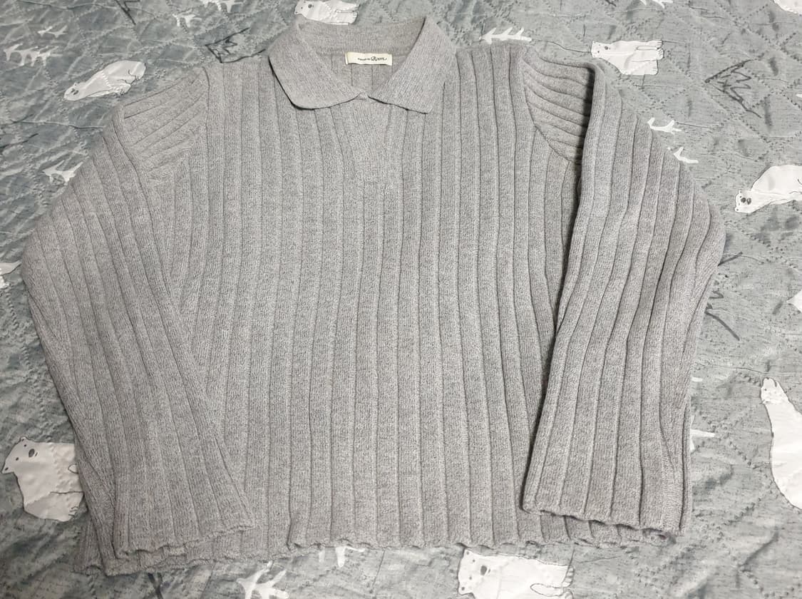 로엠 세미크롭 카라 긴팔 니트 그레이 (M) 상품이미지1