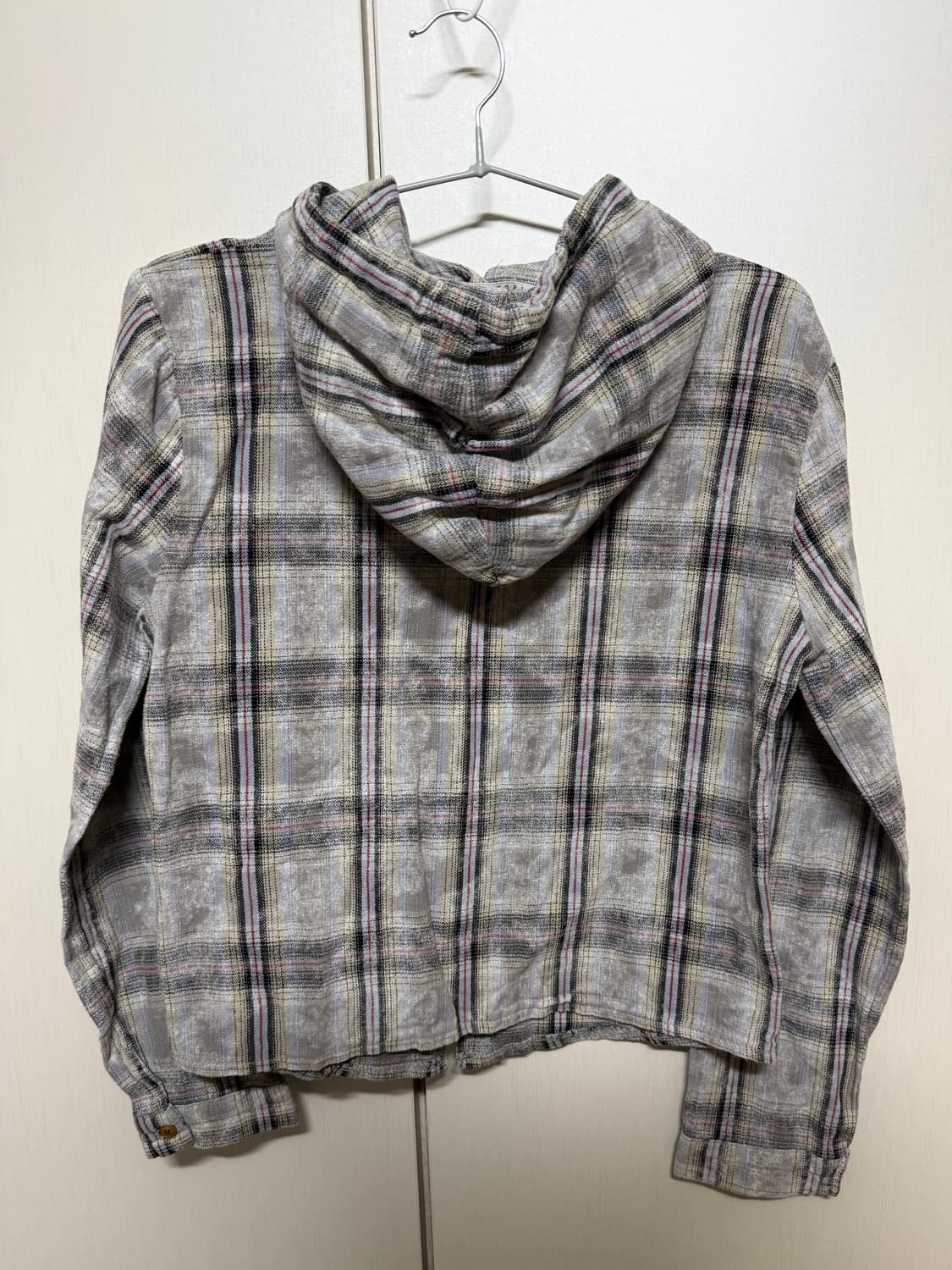 빈티지 워싱 체크 후드 셔츠 상품이미지2