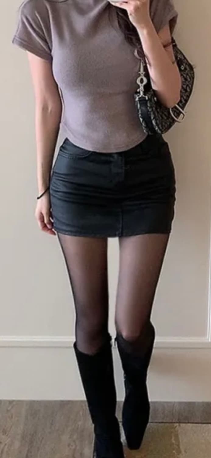 코팅 레더 치마바지 상품이미지4