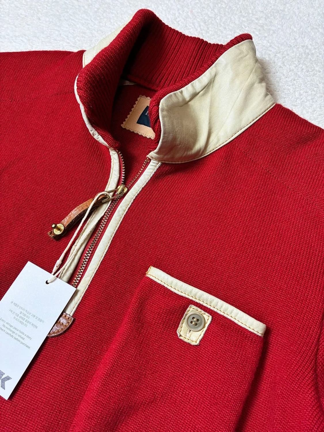 르콘도 90's 소가죽 배색 하프 집 울 스웨터 PN6450    상품이미지3