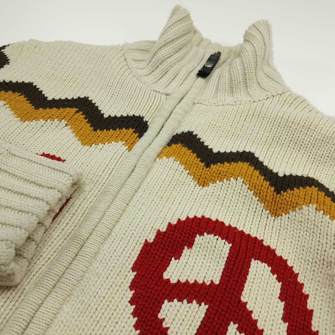 CN936 L 3QR 네이티브 그래픽 퍼안감 집업 니트 스웨터 상품이미지7