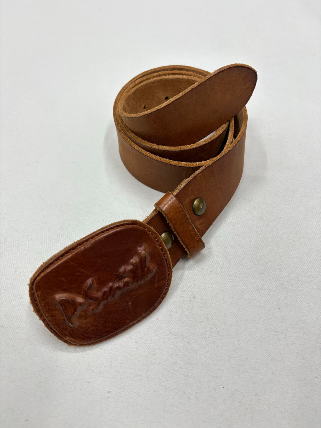 D Smith 빈티지 웨스턴 브라운 가죽 버클 벨트 상품이미지1