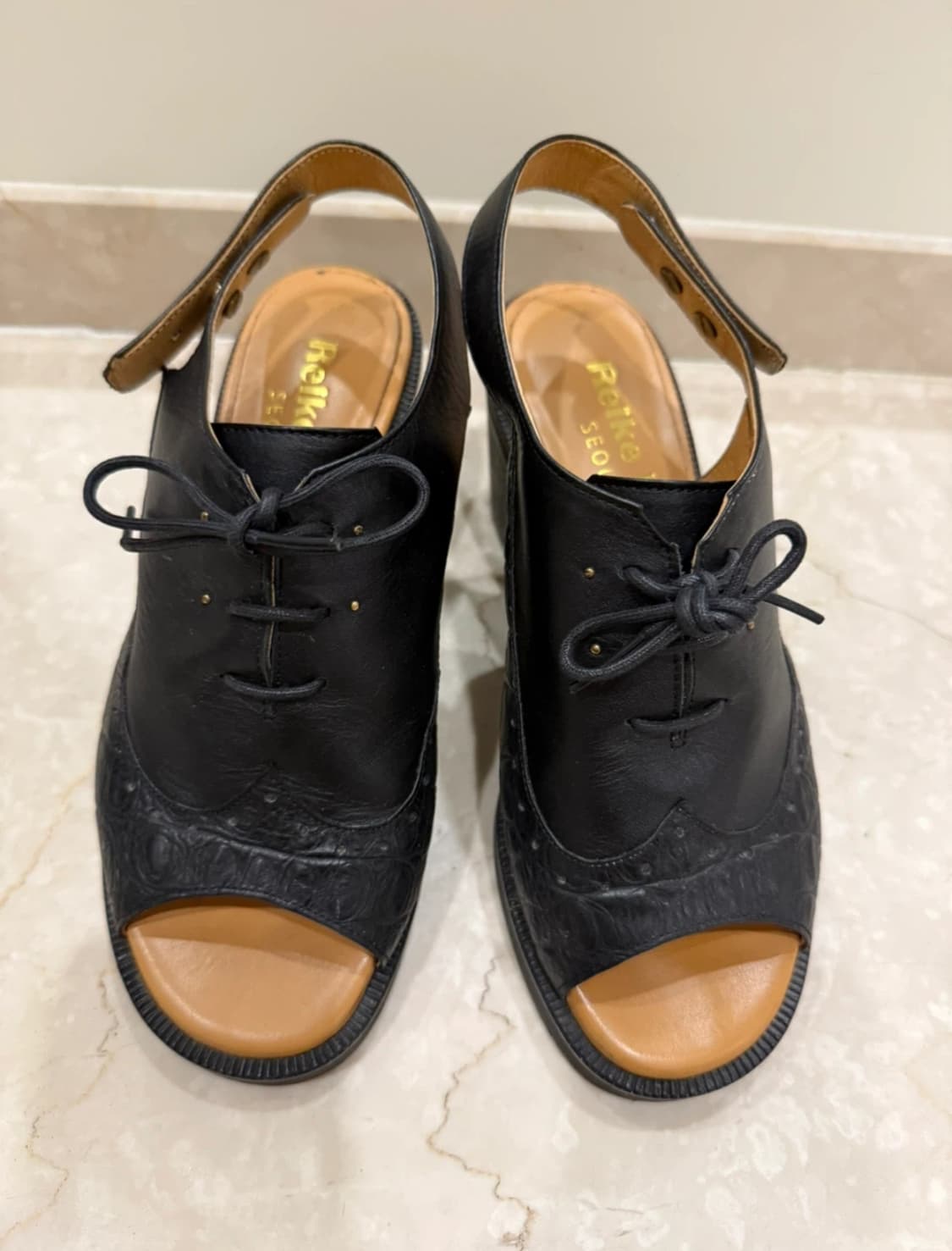 레이크넨 Reike nen 가죽 오픈토 샌들힐 상품이미지3