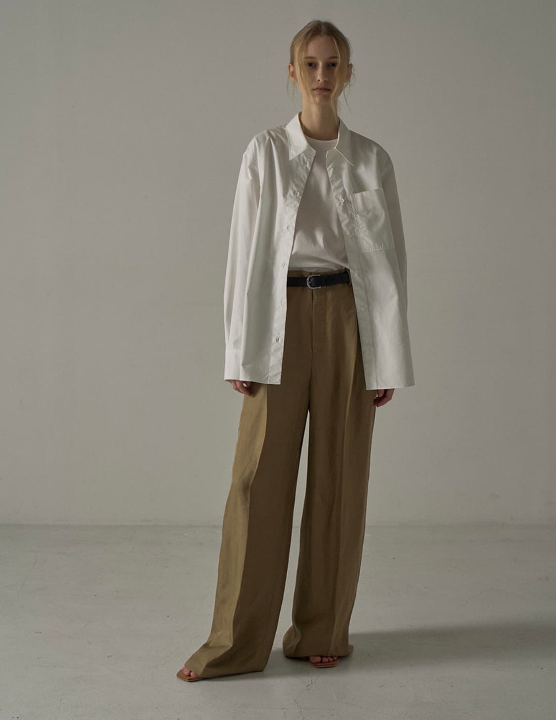 파사드패턴 오버핏 포플린 셔츠 화이트 상품이미지2