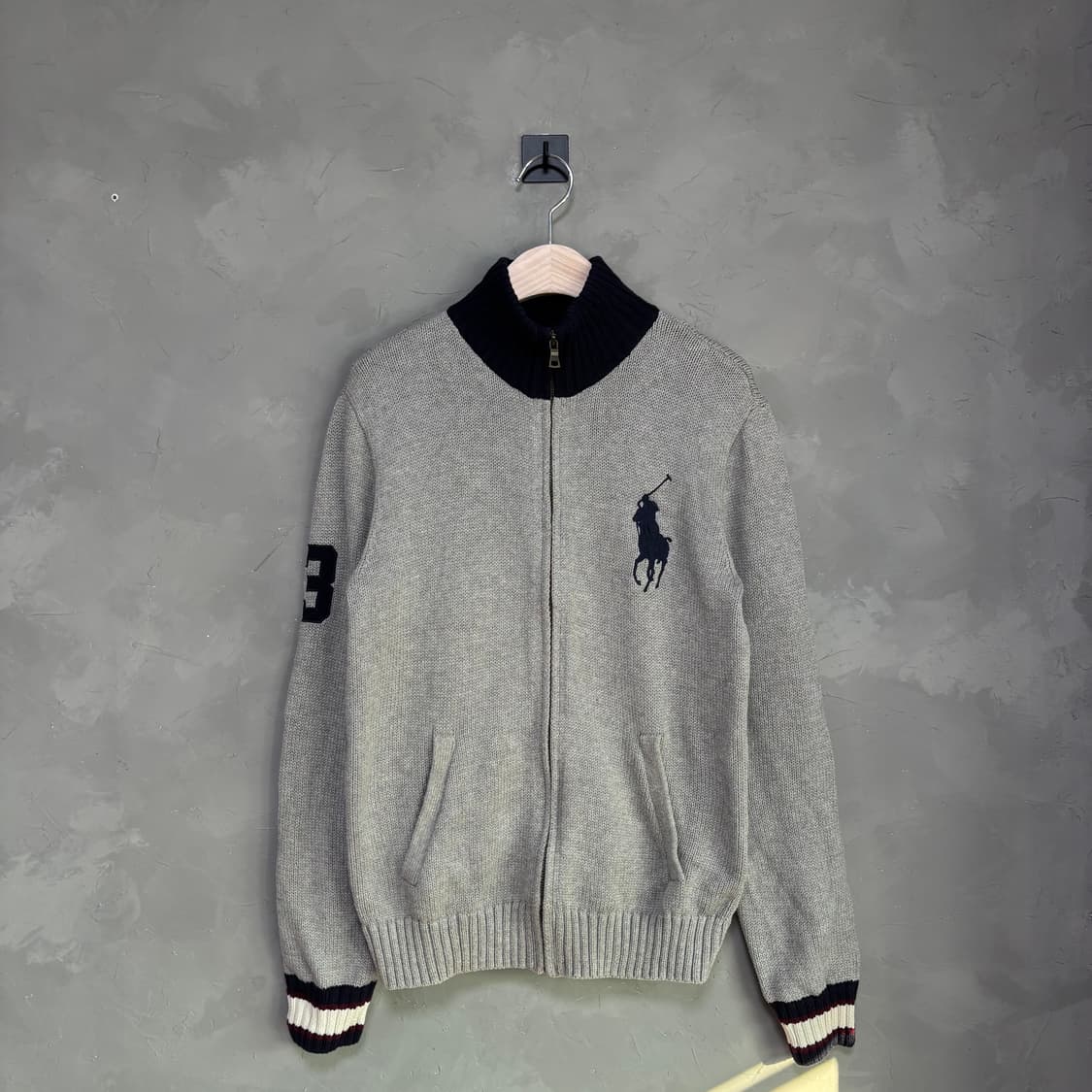 폴로 랄프로렌 빅포니 니트 집업 그레이 상품이미지1