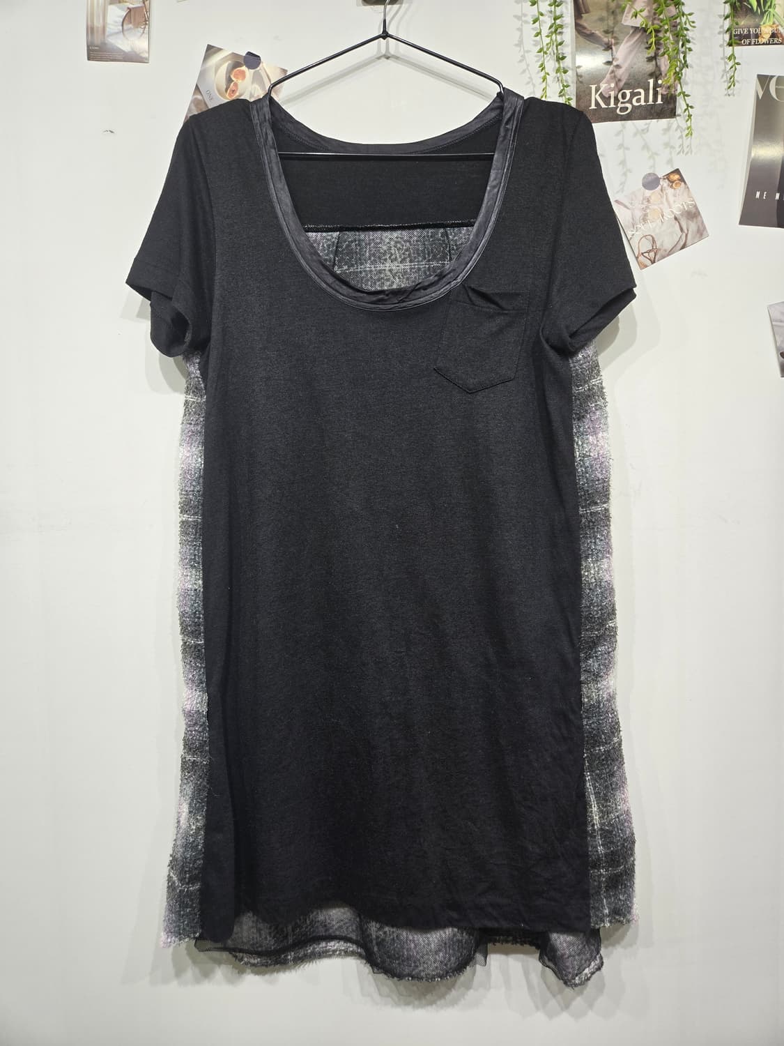 사카이 블랙 롱 티셔츠 옆트임 포인트 원피스 상품이미지3