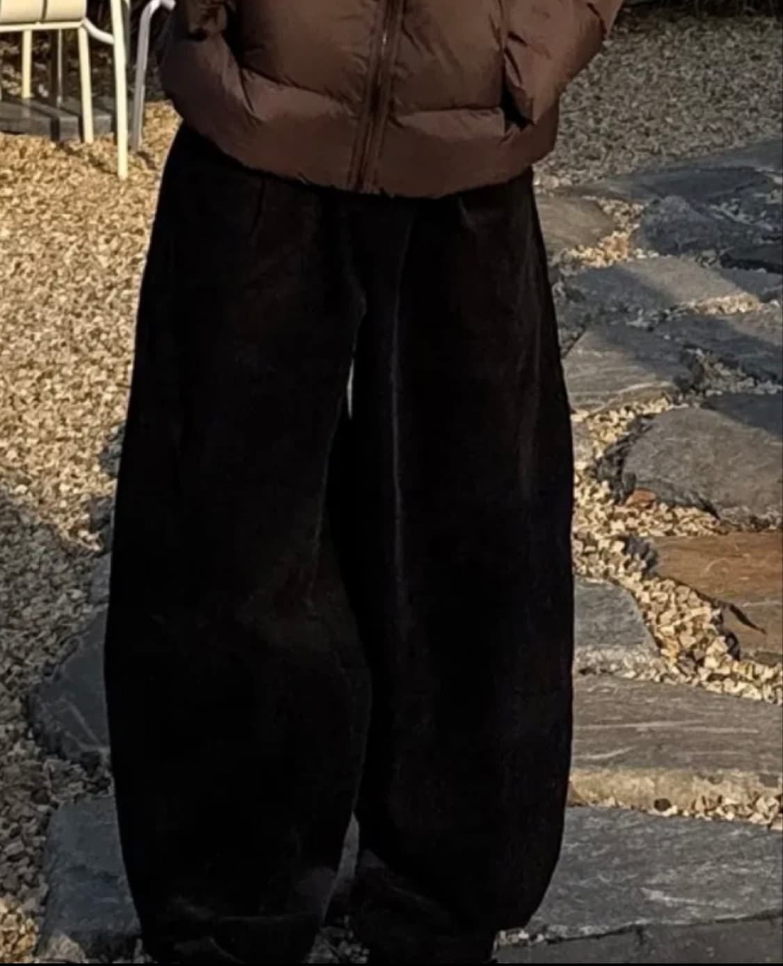 검정 코듀로이 와이드 벌룬 밴딩 팬츠 공용 무신사 걍새거 상품이미지1