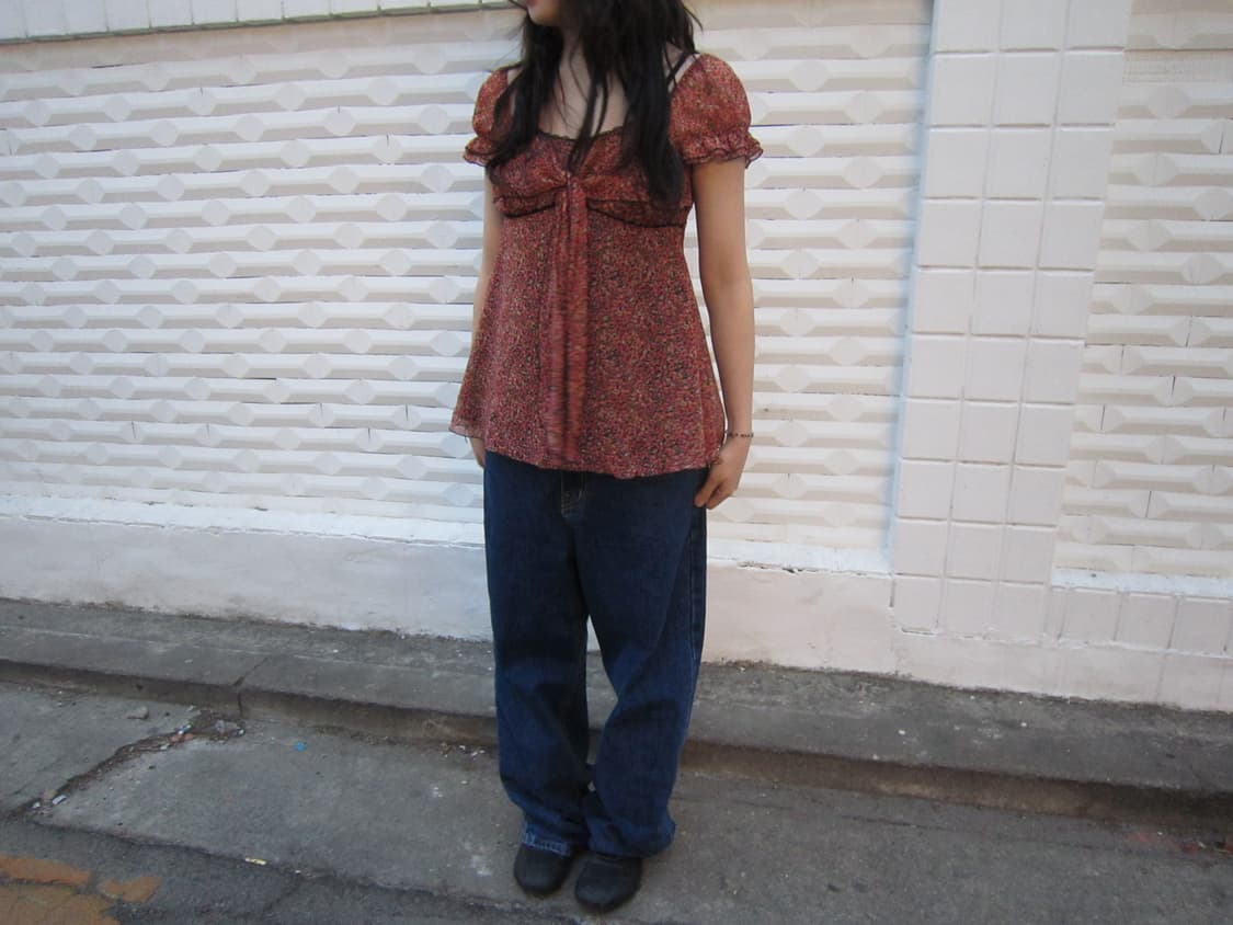 빈티지 플라워 리본 타이 블라우스 상품이미지6