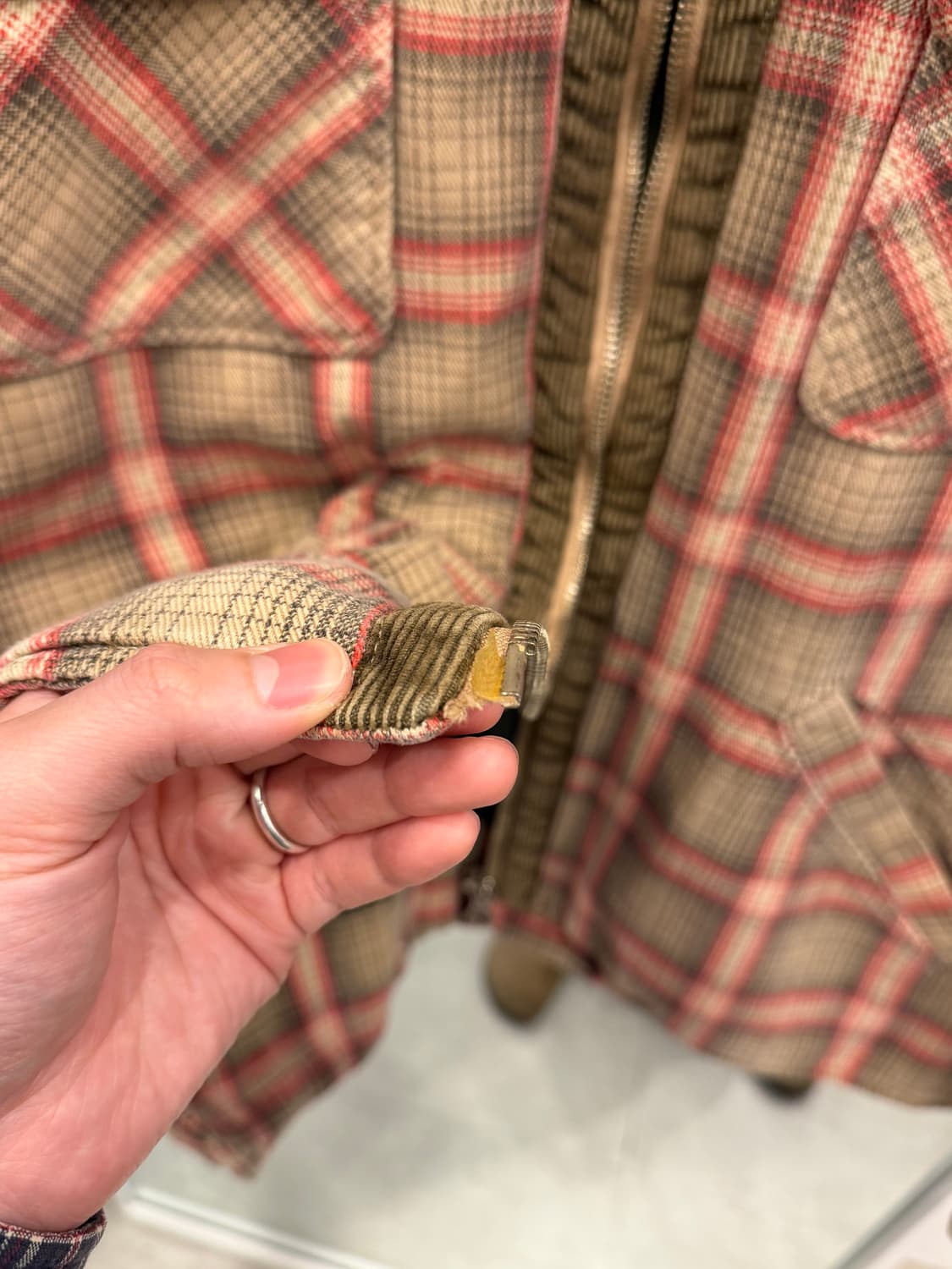 00s Soviet 빈티지 체크 코튼 플란넬 집업 자켓 상품이미지4