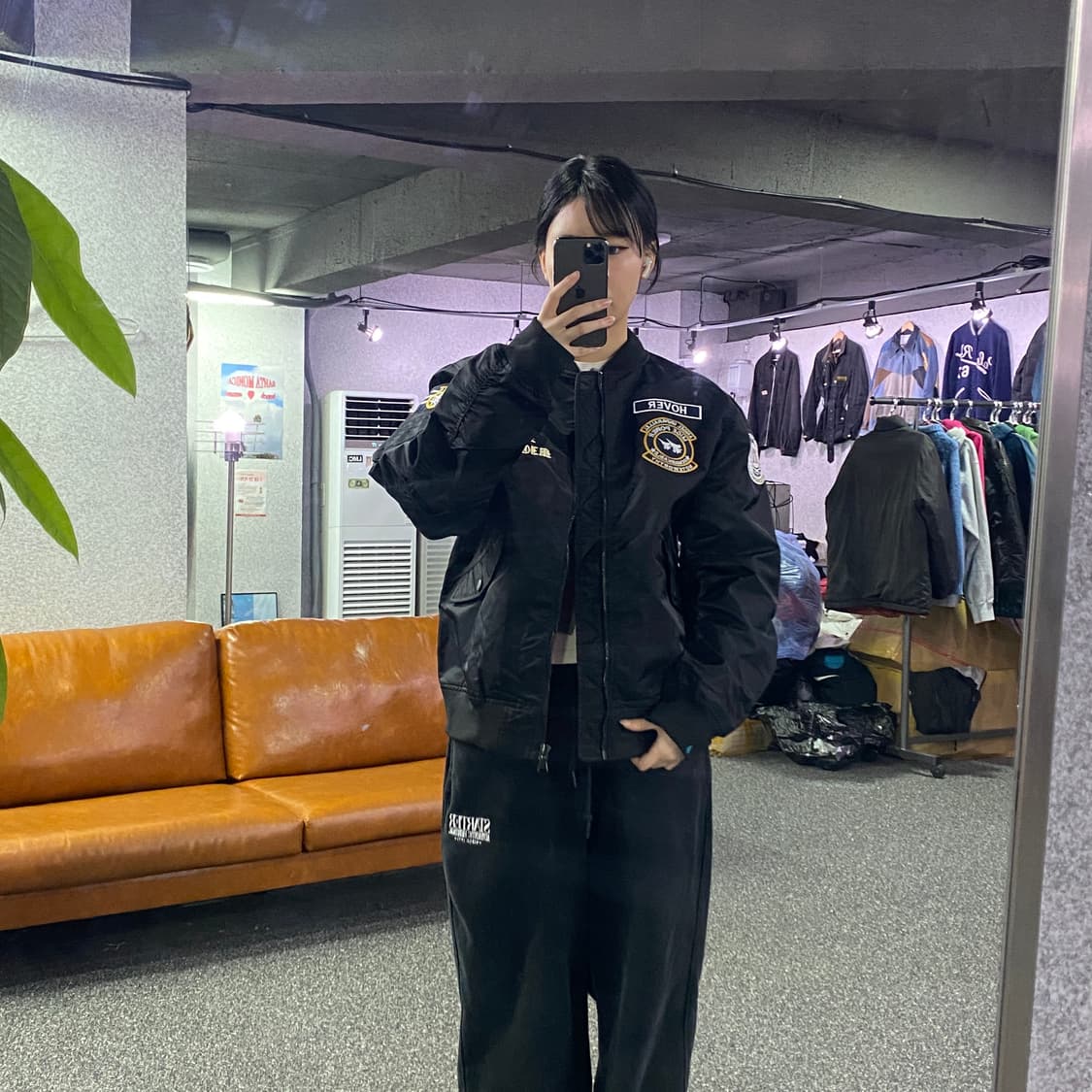 빈티지 패치 빅로고 블랙 항공 점퍼 B3225 상품이미지1