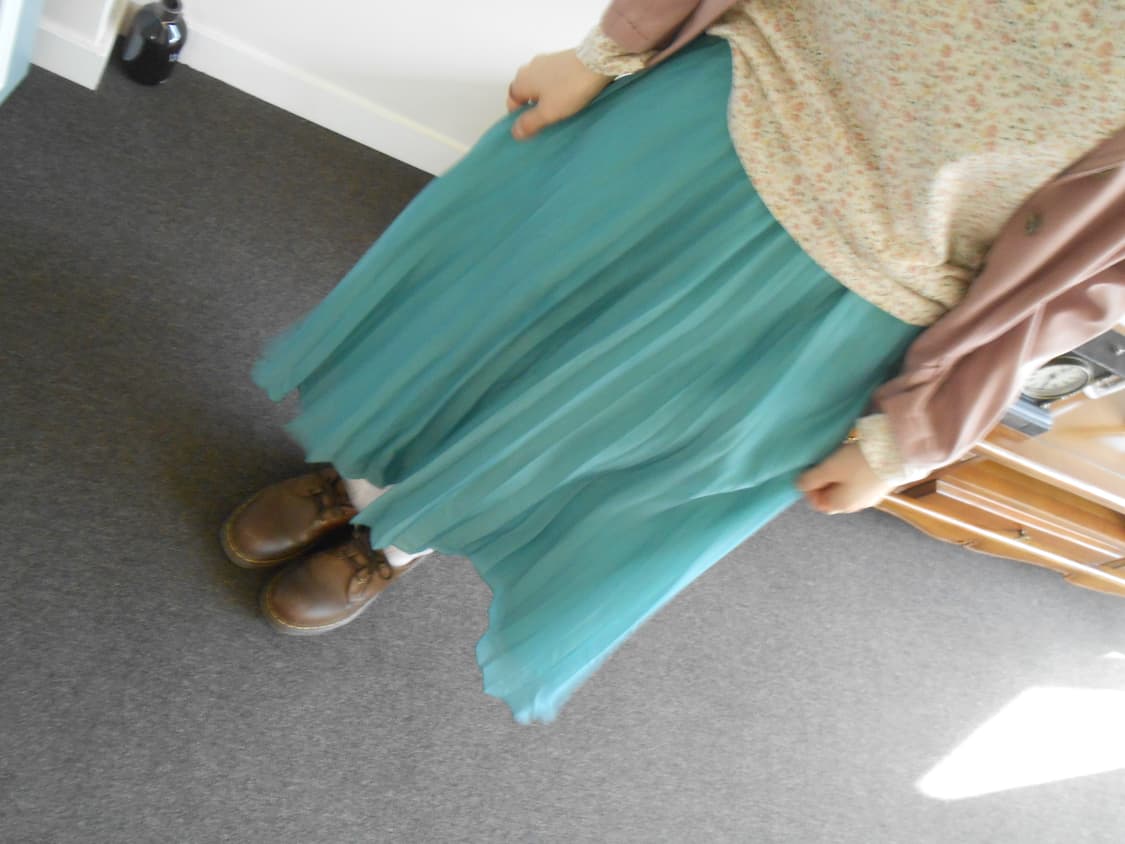 물빛 민트 빈티지 플리츠 스커트 상품이미지1