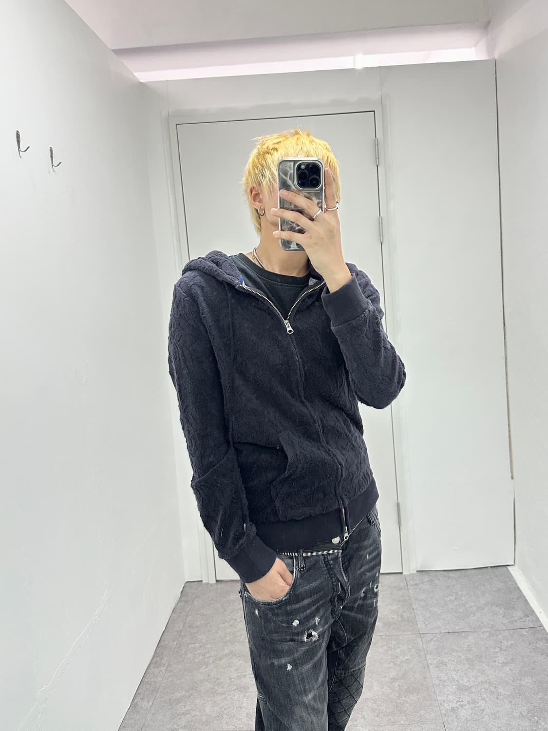 ABAHOUSE 2 way velvet grunge hood zip 상품이미지6