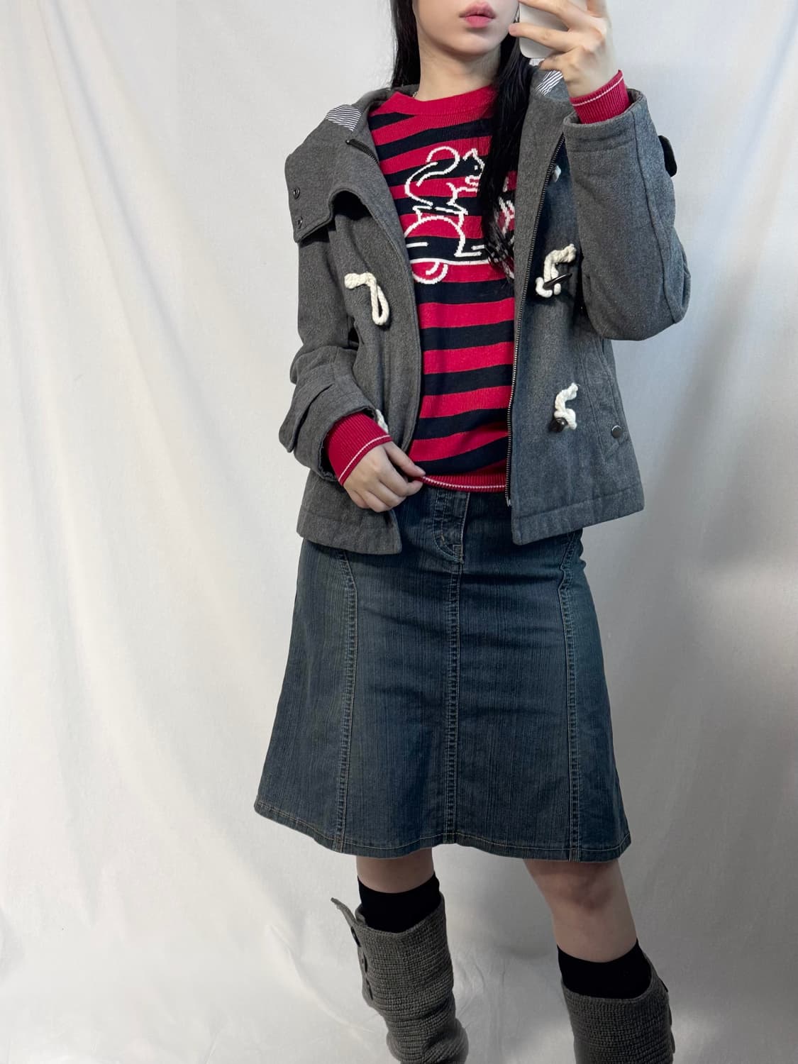 캘러웨이 다람쥐 스트라이프 패턴 울 블렌디드 니트 상품이미지8