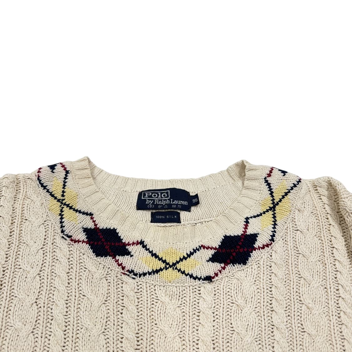 80S 폴로 랄프로렌 아가일 꽈배기 견 실크 니트 95 상품이미지2