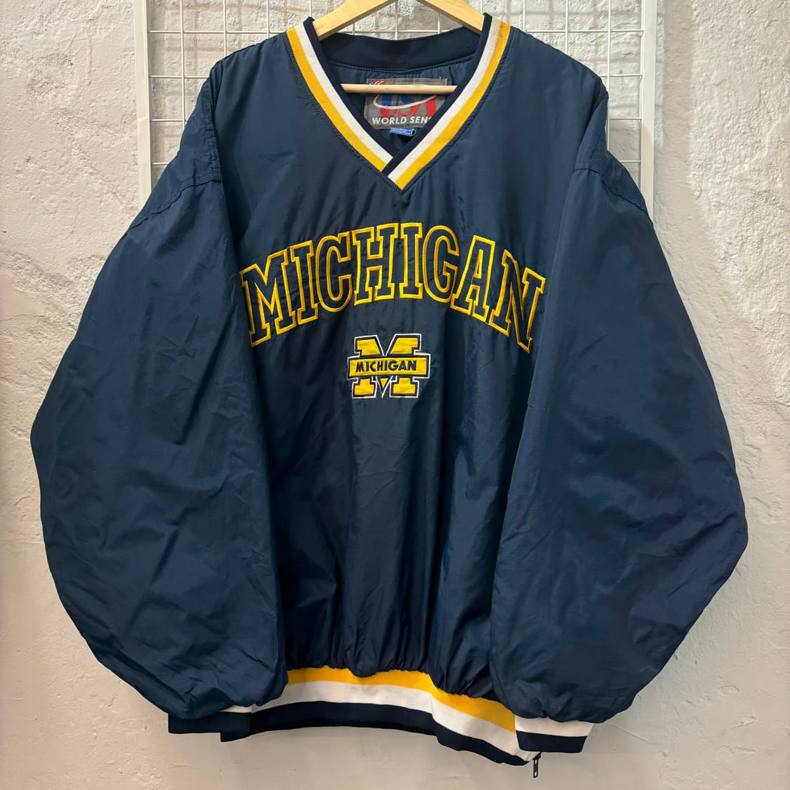 90s 올드스쿨 USA 월드센스 미시간 네이비 웜업 2XL 상품이미지1