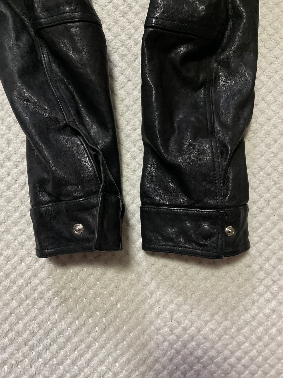 광희시장 웨스턴 무드 램스킨 양가죽 바이커 레더 자켓 상품이미지7