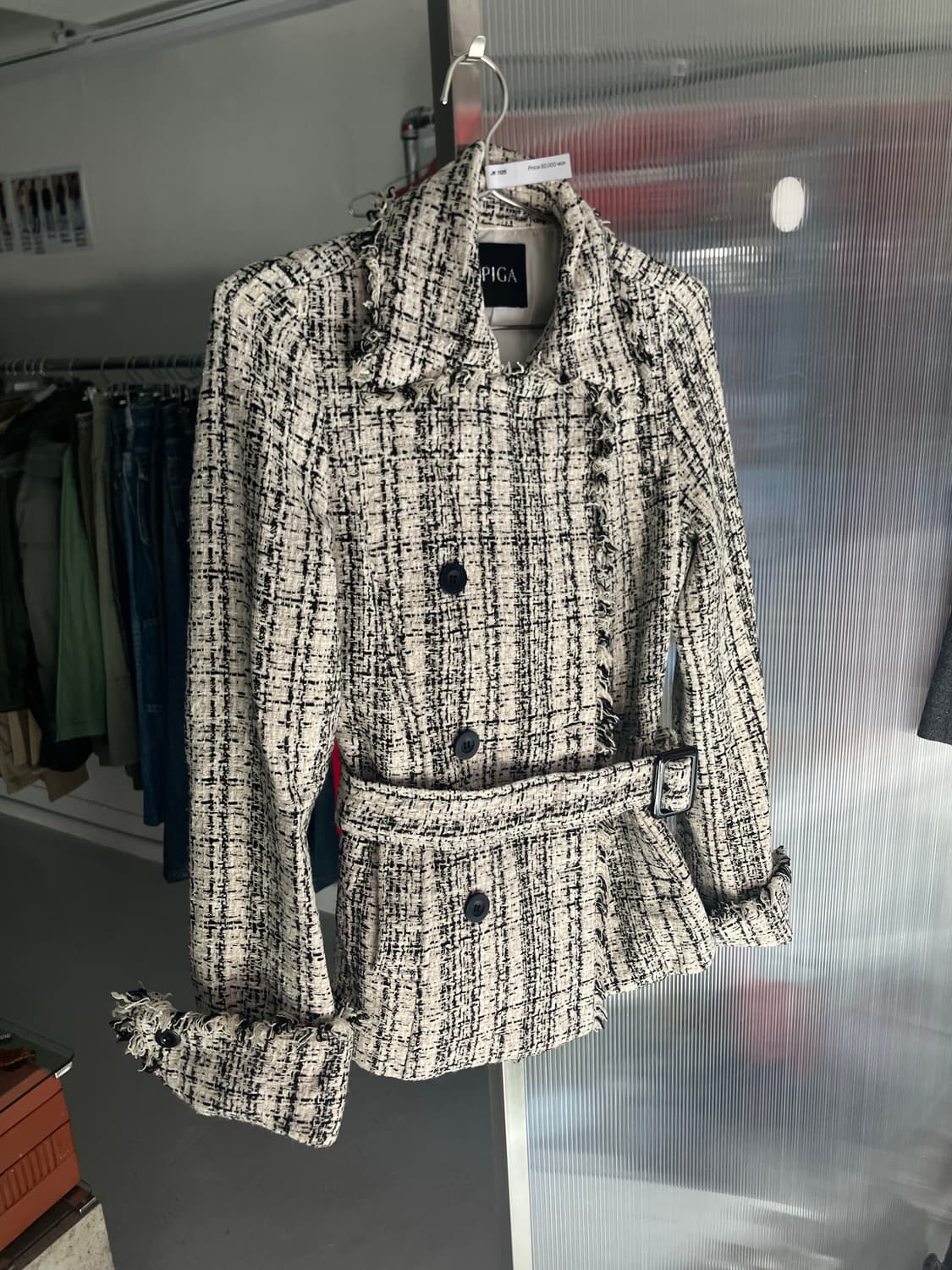 트위드 벨티드 코트 상품이미지2