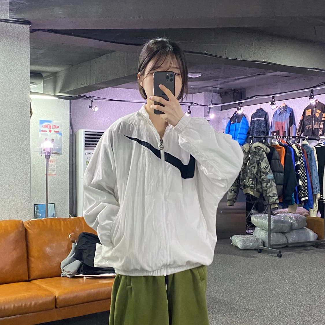 나이키 빅스우시 화이트 나일론 바람막이B2932 상품이미지1