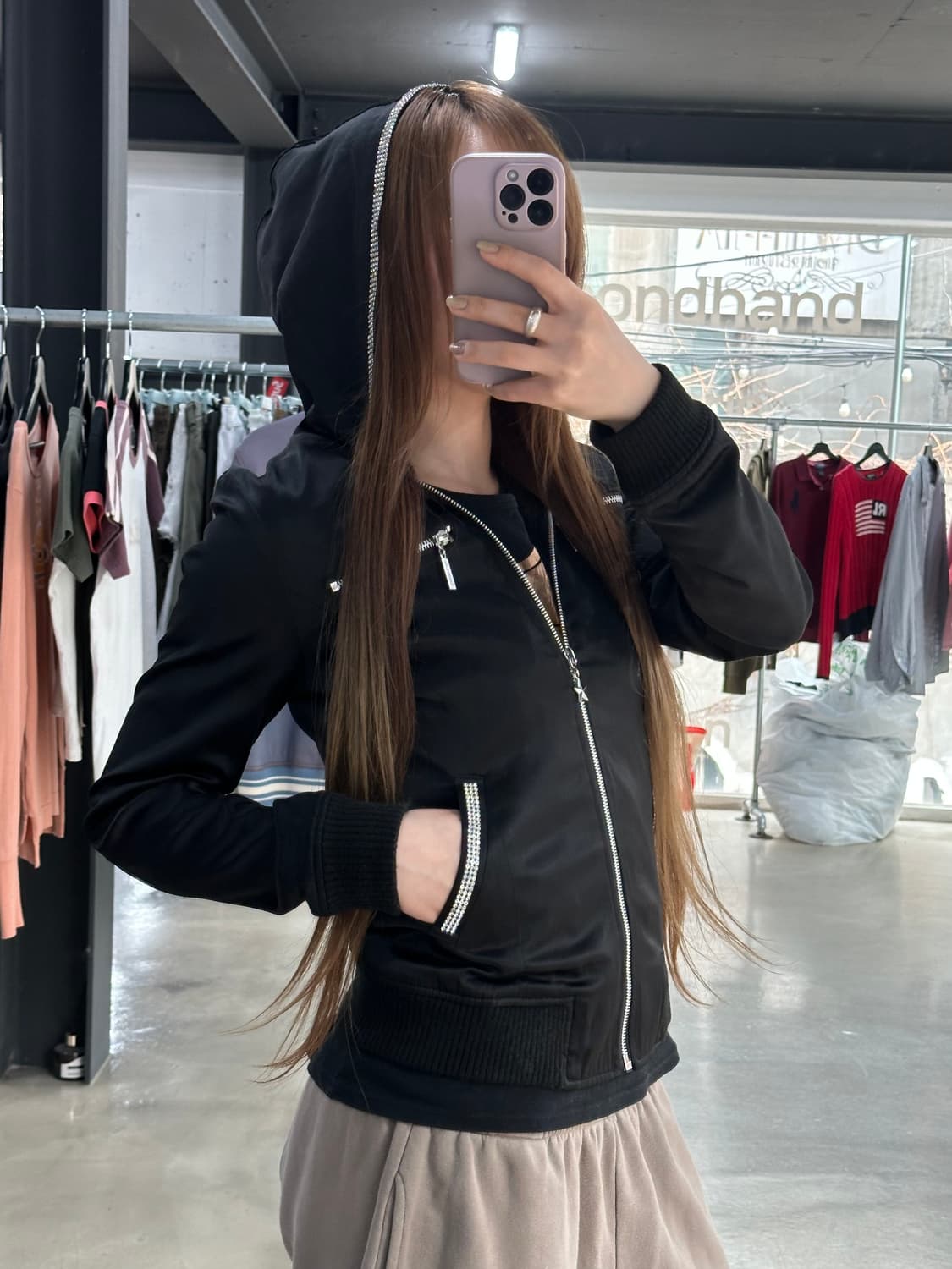 세실맥비 큐빅 스타참 후드자켓 상품이미지1