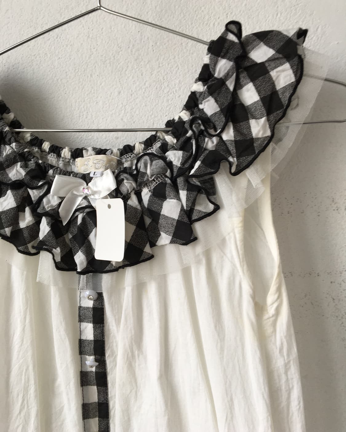 Check pattern frill point sleeveless 상품이미지5