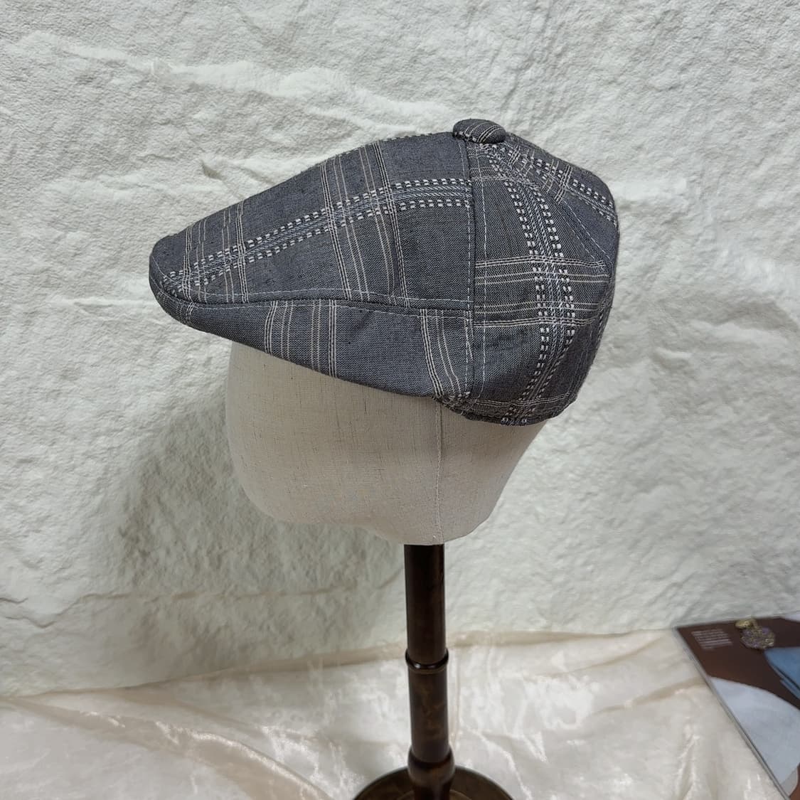 빈티지 unisex그레이 체크 무늬 헌팅캡 앞모자 상품이미지2