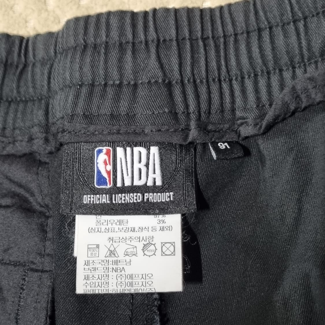 (36인치) NBA 와이드 카고 팬츠 블랙 상품이미지5