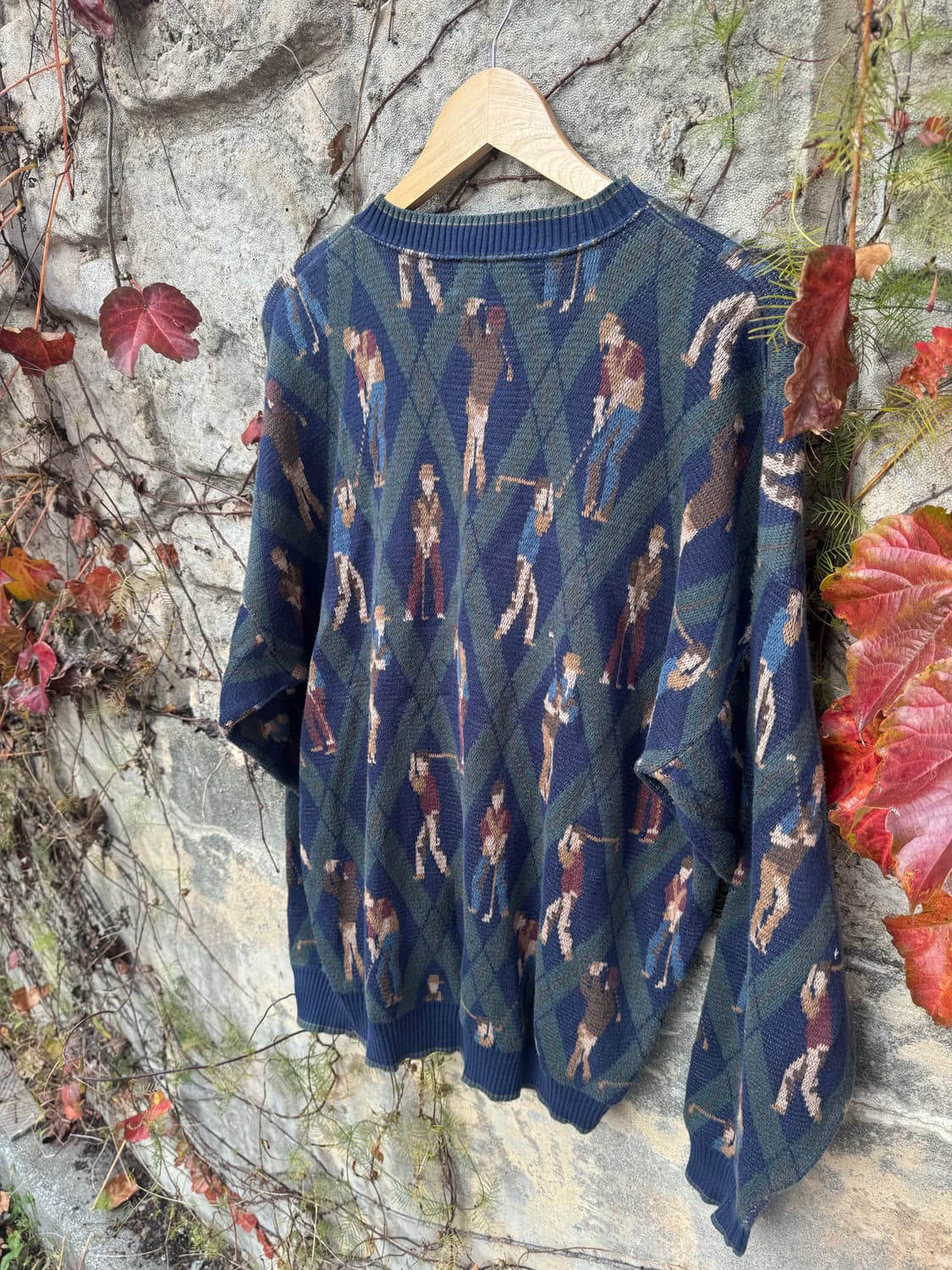 90s crossings 아가일 패턴 골프 그래픽 니트 xl 상품이미지4