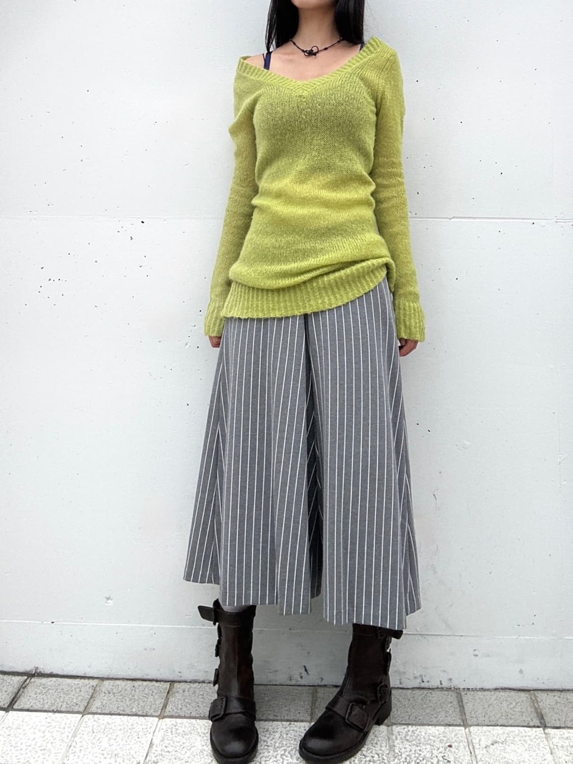 NIKO AND stripe bermuda pants / grey 상품이미지1