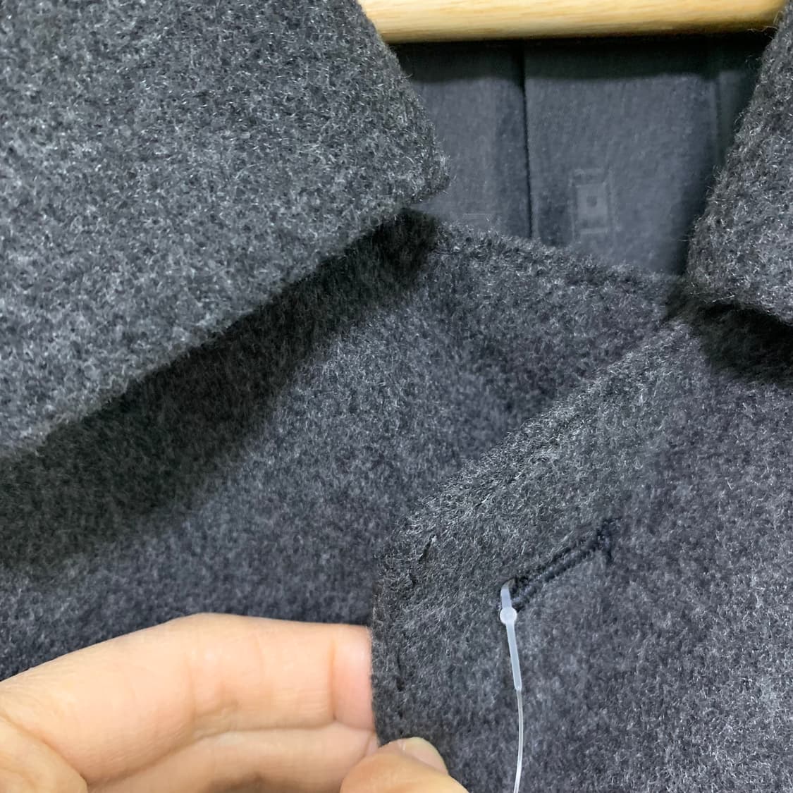 빈티지 캐시미어 100% 차콜 그레이 롱 코트 상품이미지9