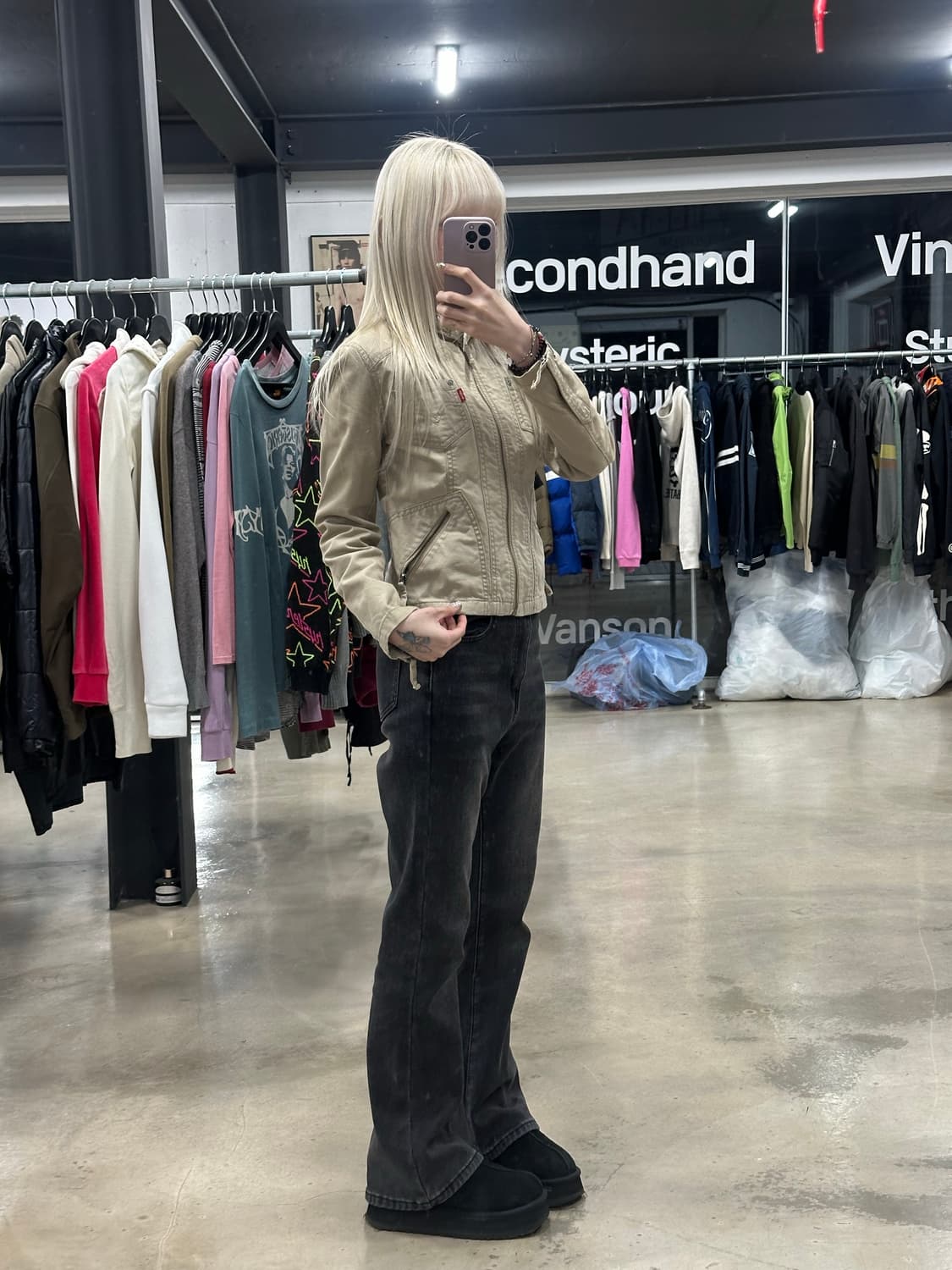 리바이스 베이지 코튼 바이커 자켓 상품이미지3