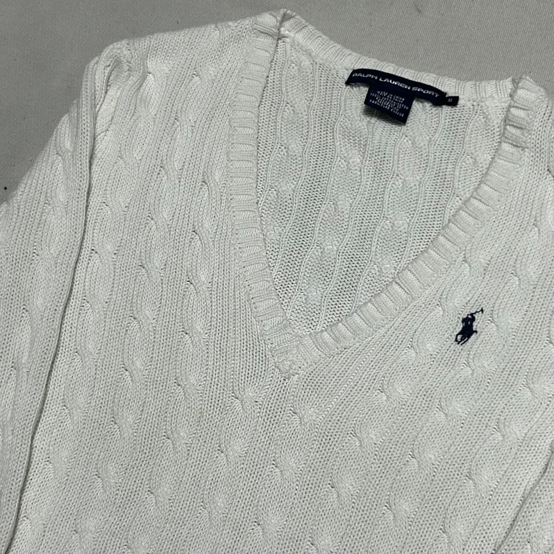 🫶🏻 폴로랄프로렌 스포츠 여성용 화이트 브이넥 니트🫶🏻 상품이미지2
