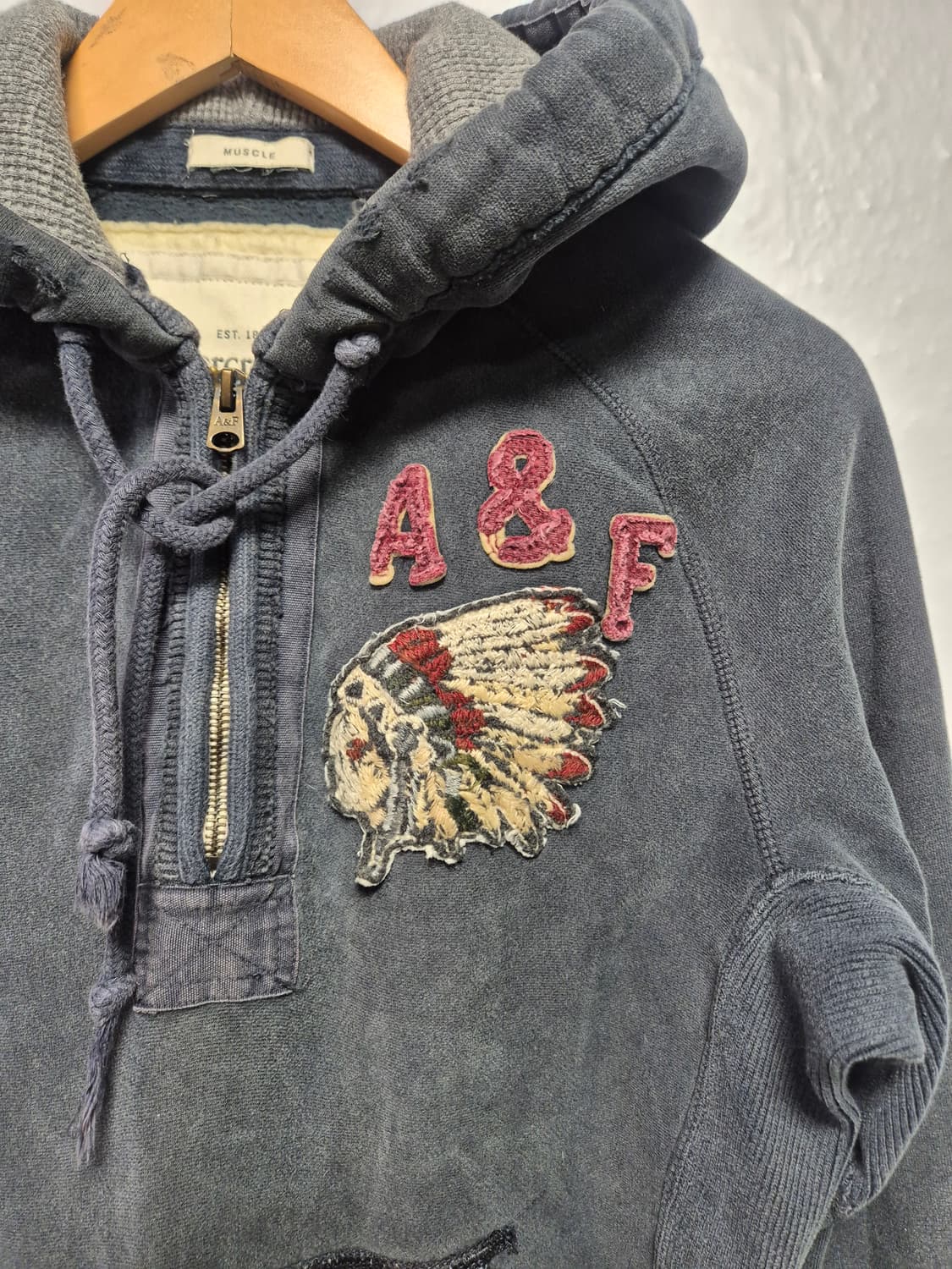 90 아베크롬비 Y2K 올드스쿨 인디언자수 반집업후드티 S사이즈 상품이미지2