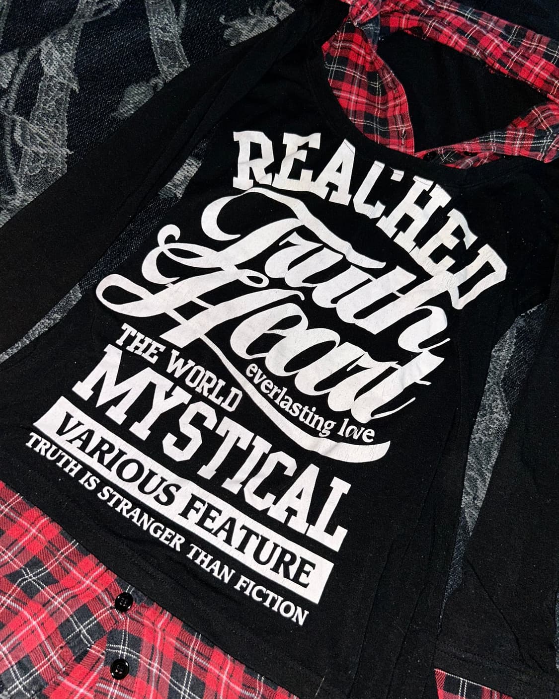 red check pattern layered punk top 상품이미지5