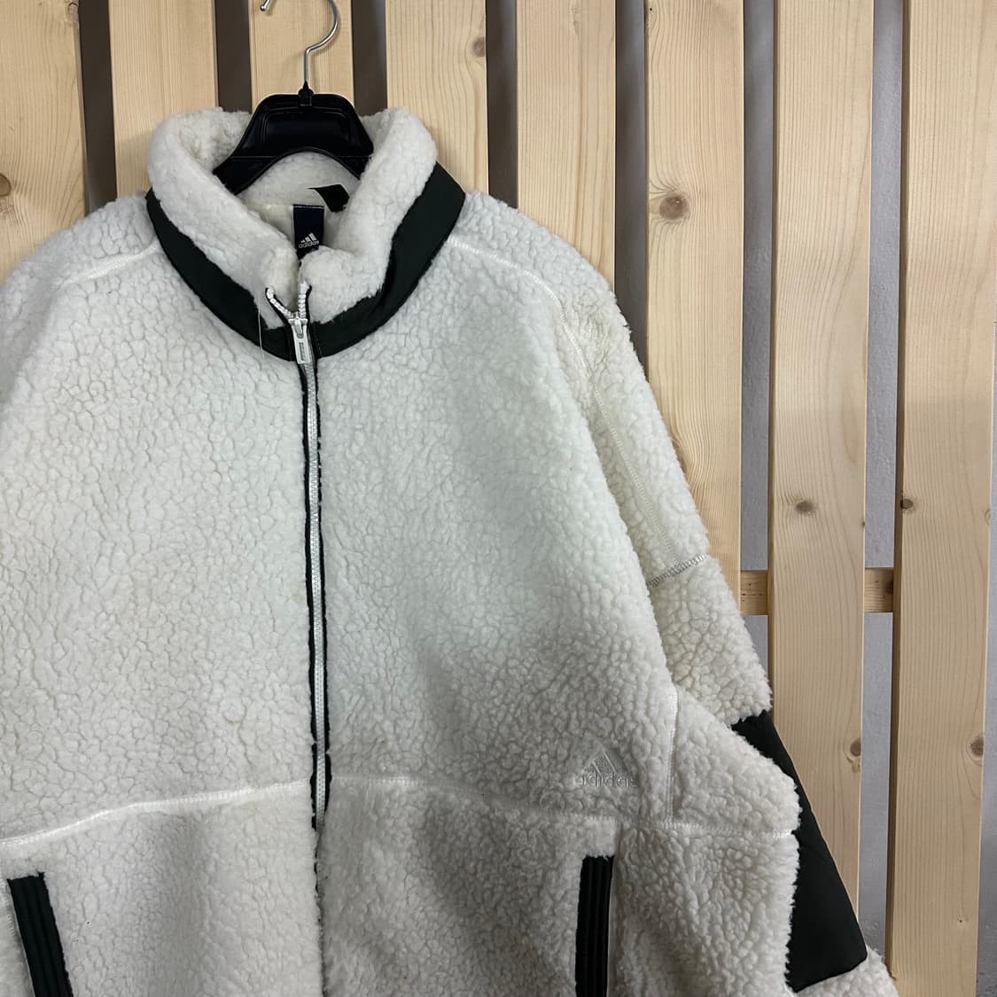 (XL) 아디다스 아이보리 양털 쉐르파 플리스 자켓 후리스 상품이미지4
