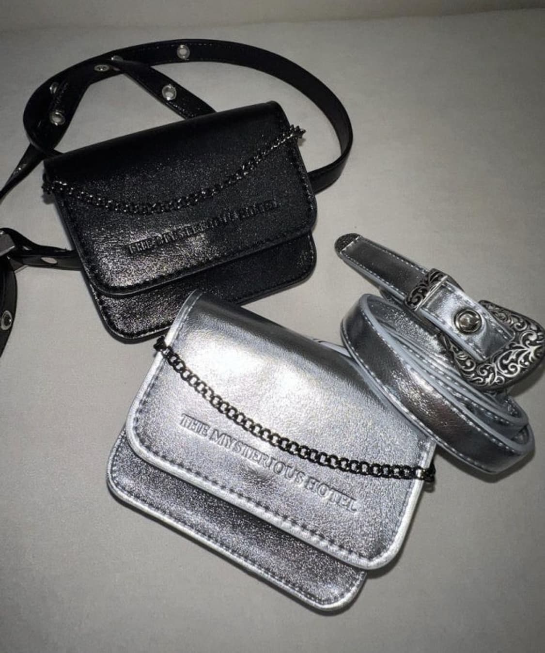 미스테리어스호텔 체인 미니 벨트백 마이크로백 실버 상품이미지1